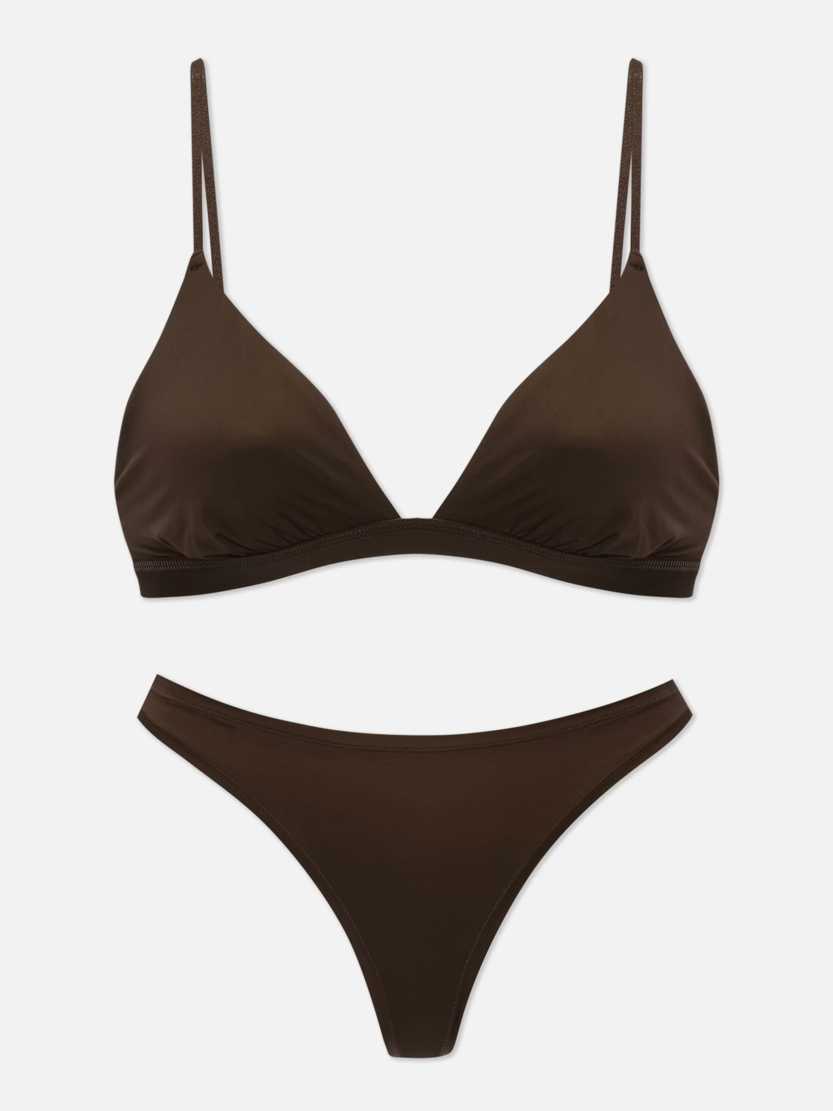 Conjuntos De Lingerie*Primark Conjunto Sutiã/tanga Triângulo Microfibra Verde-figo