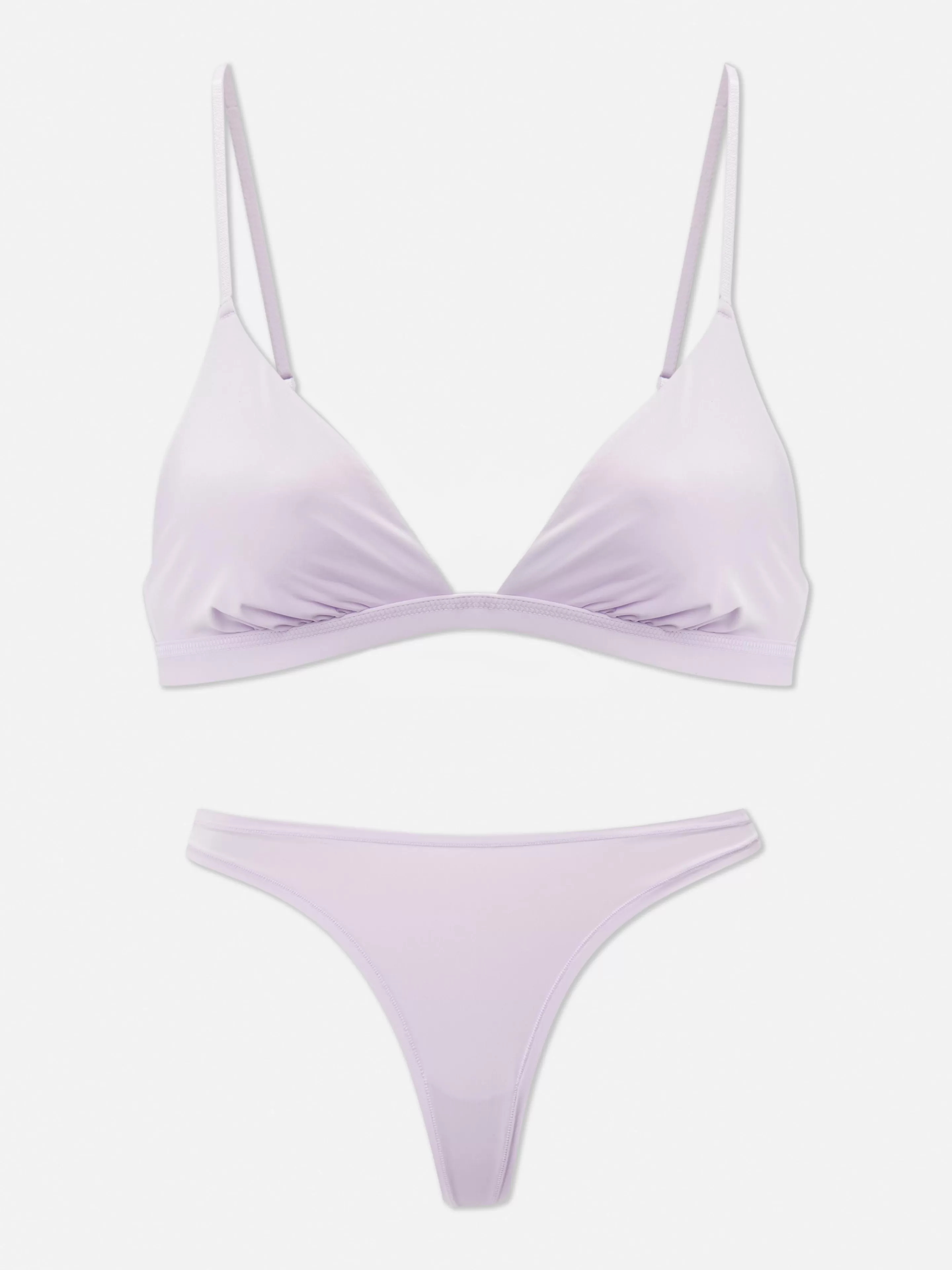 Conjuntos De Lingerie*Primark Conjunto Sutiã/tanga Triângulo Microfibra Lilás