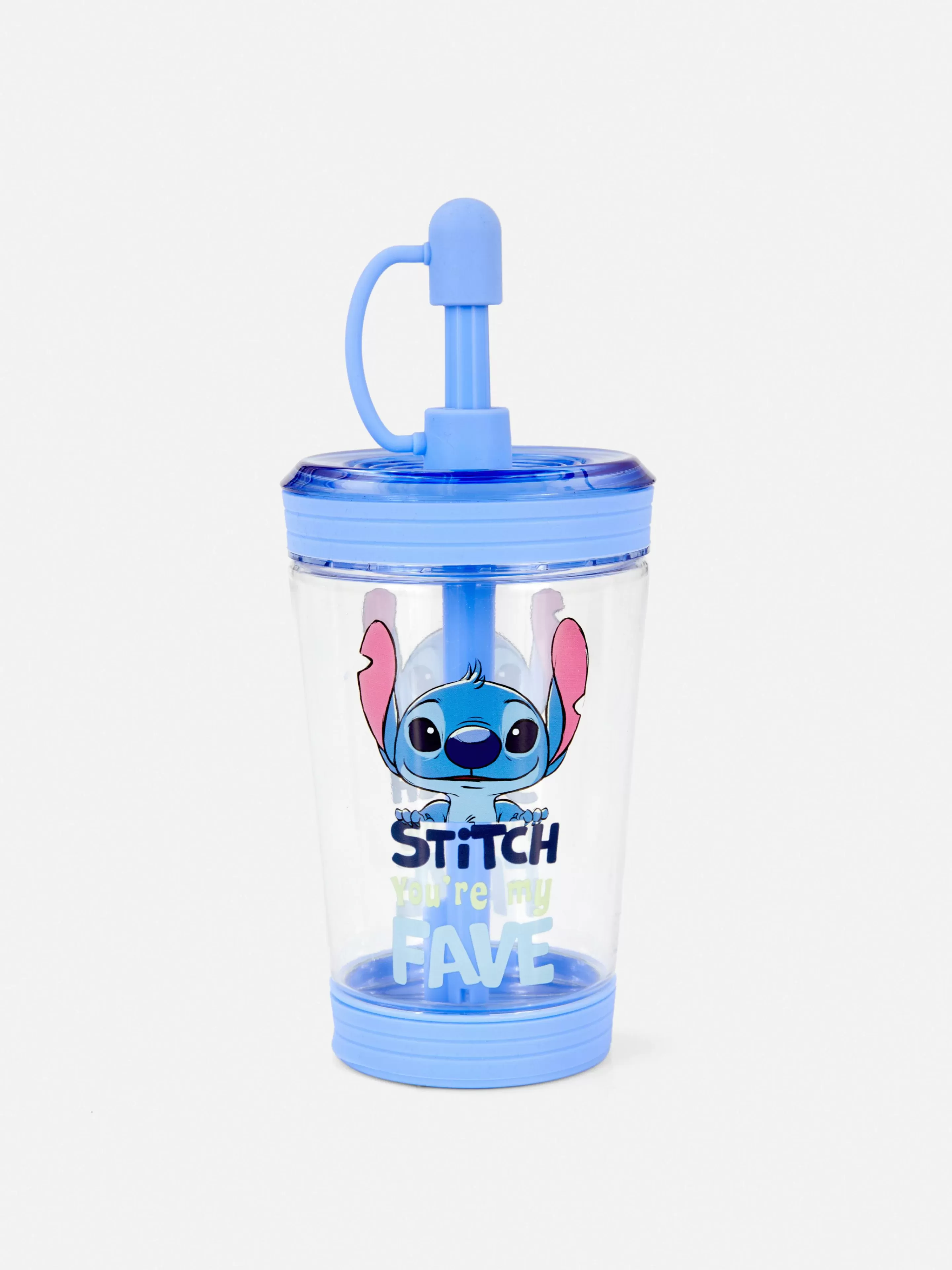 Copos E Canecas*Primark Copo Transparente/palhinha Disney Stitch Angel Azul