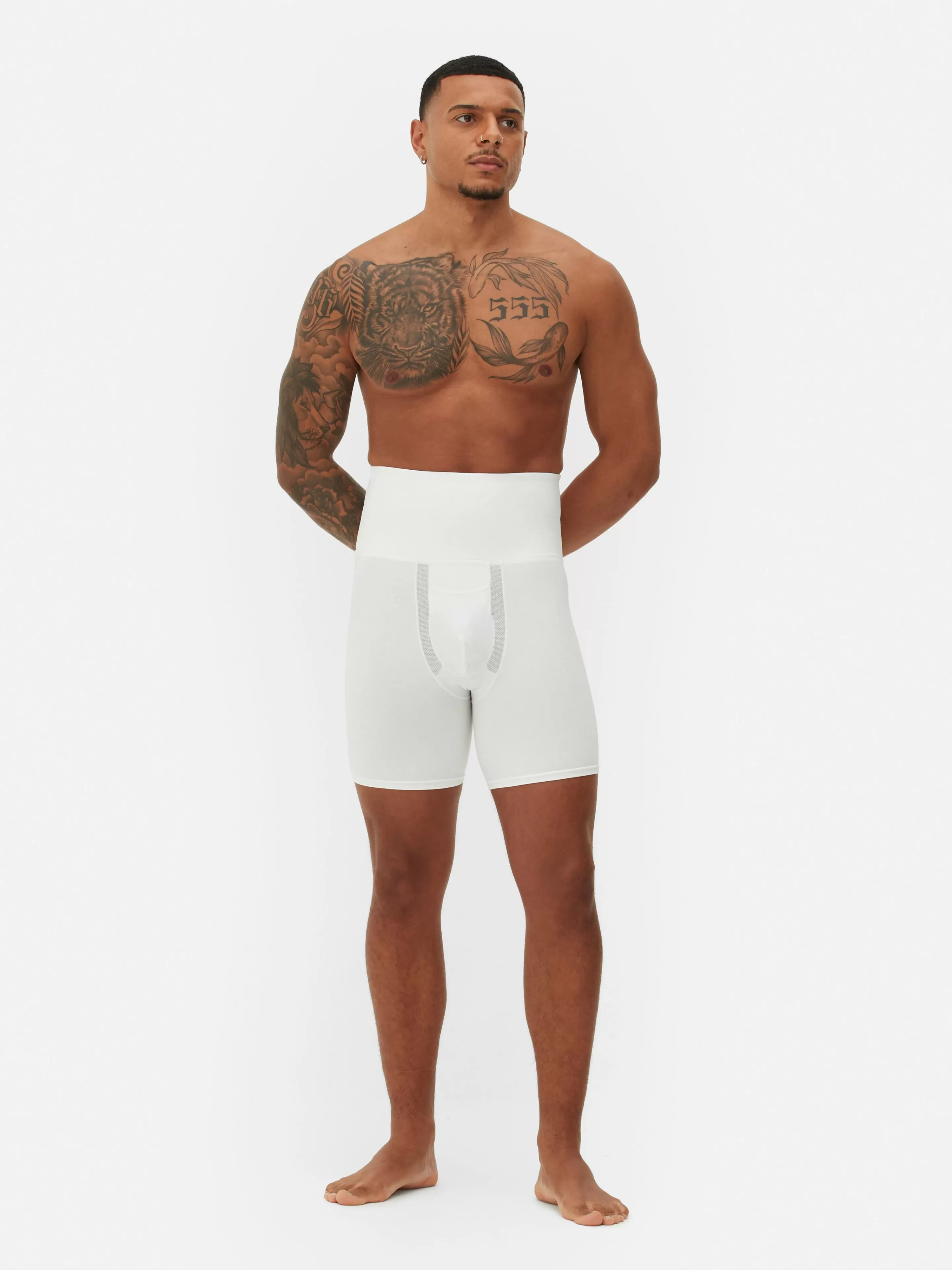 Roupa Interior*Primark Cuecas Boxer Modeladoras Cintura Subida Branco