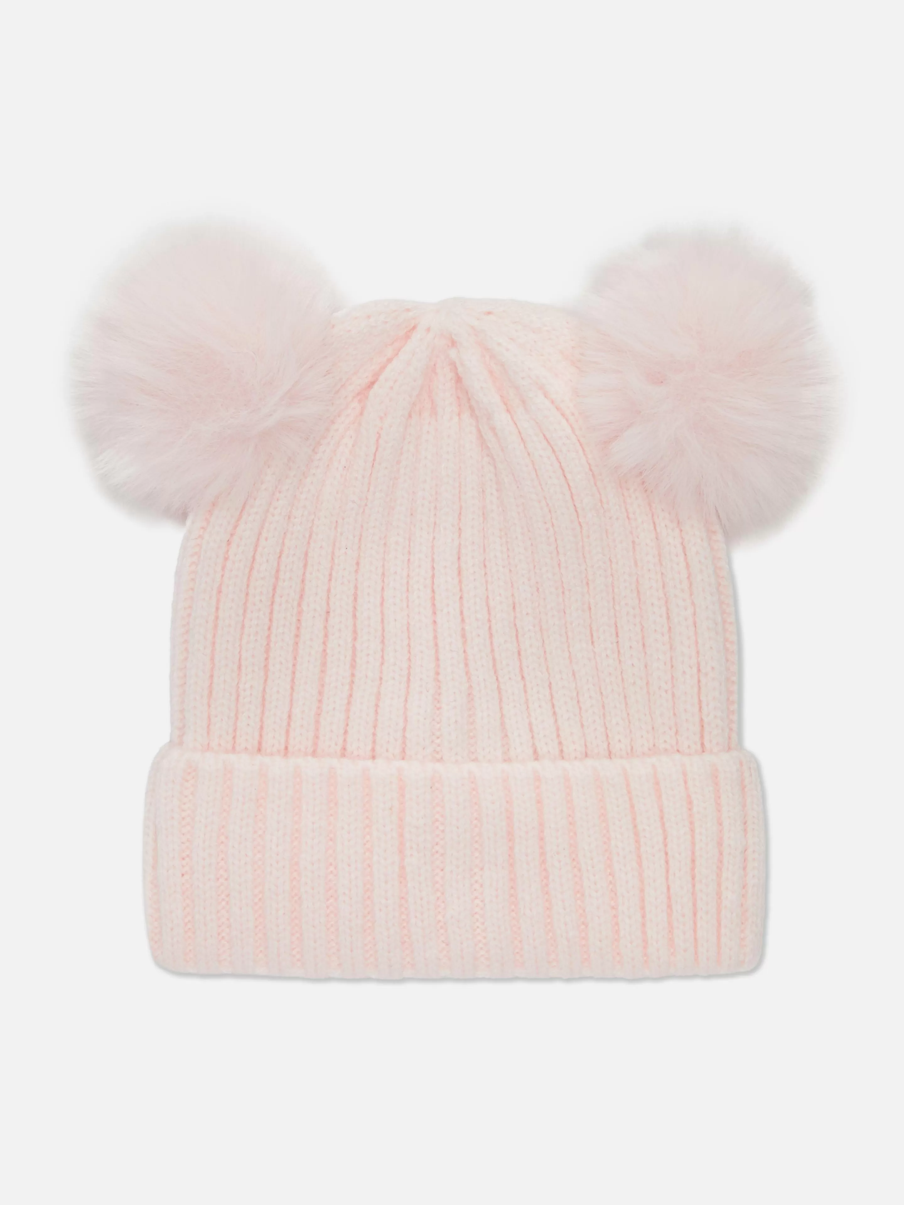 Chapéus E Luvas*Primark Gorro Malha Pompom Cor-de-rosa