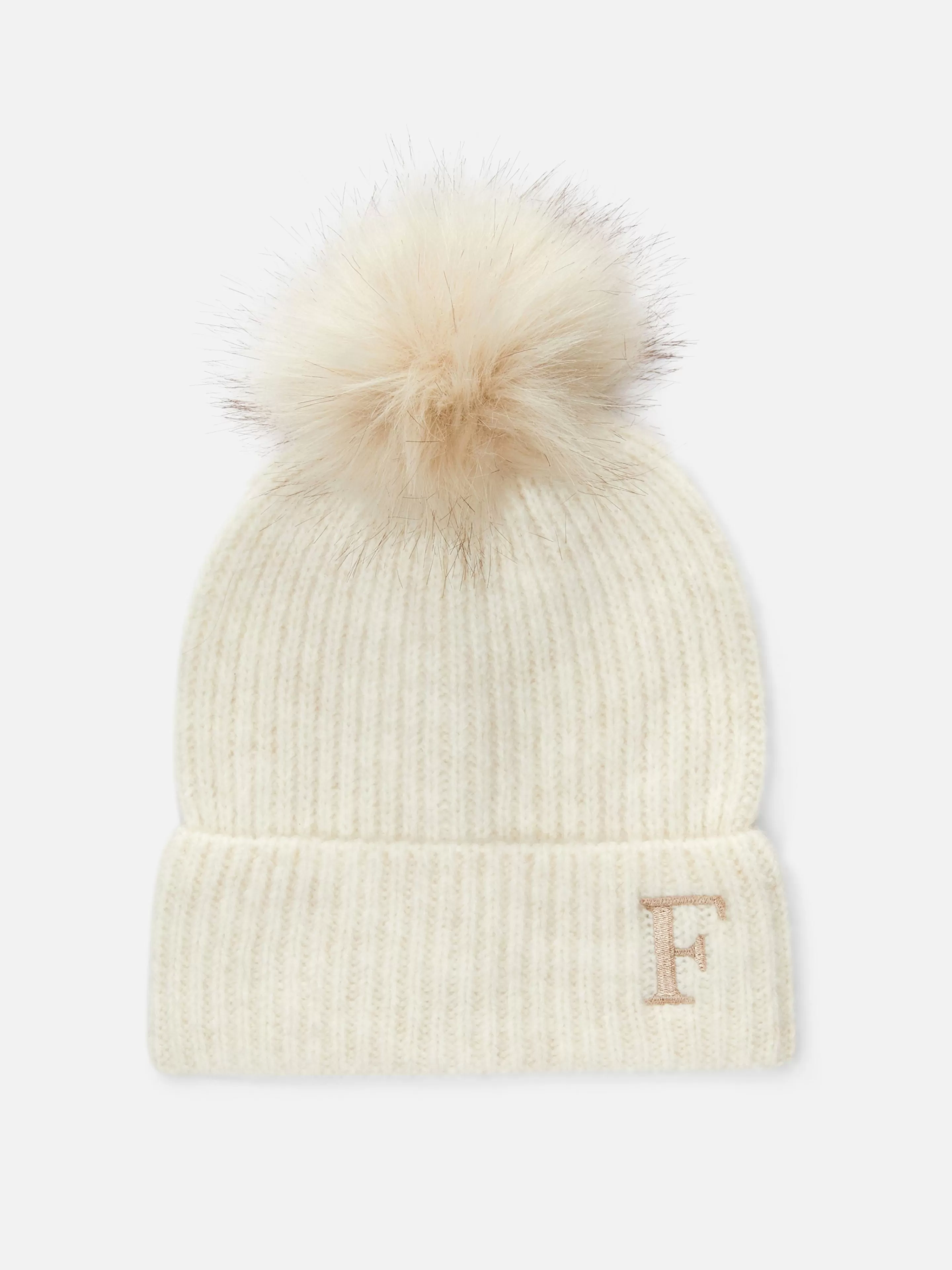 Chapéus, Luvas E Cachecóis*Primark Gorro Pompom Iniciais Bordadas Creme