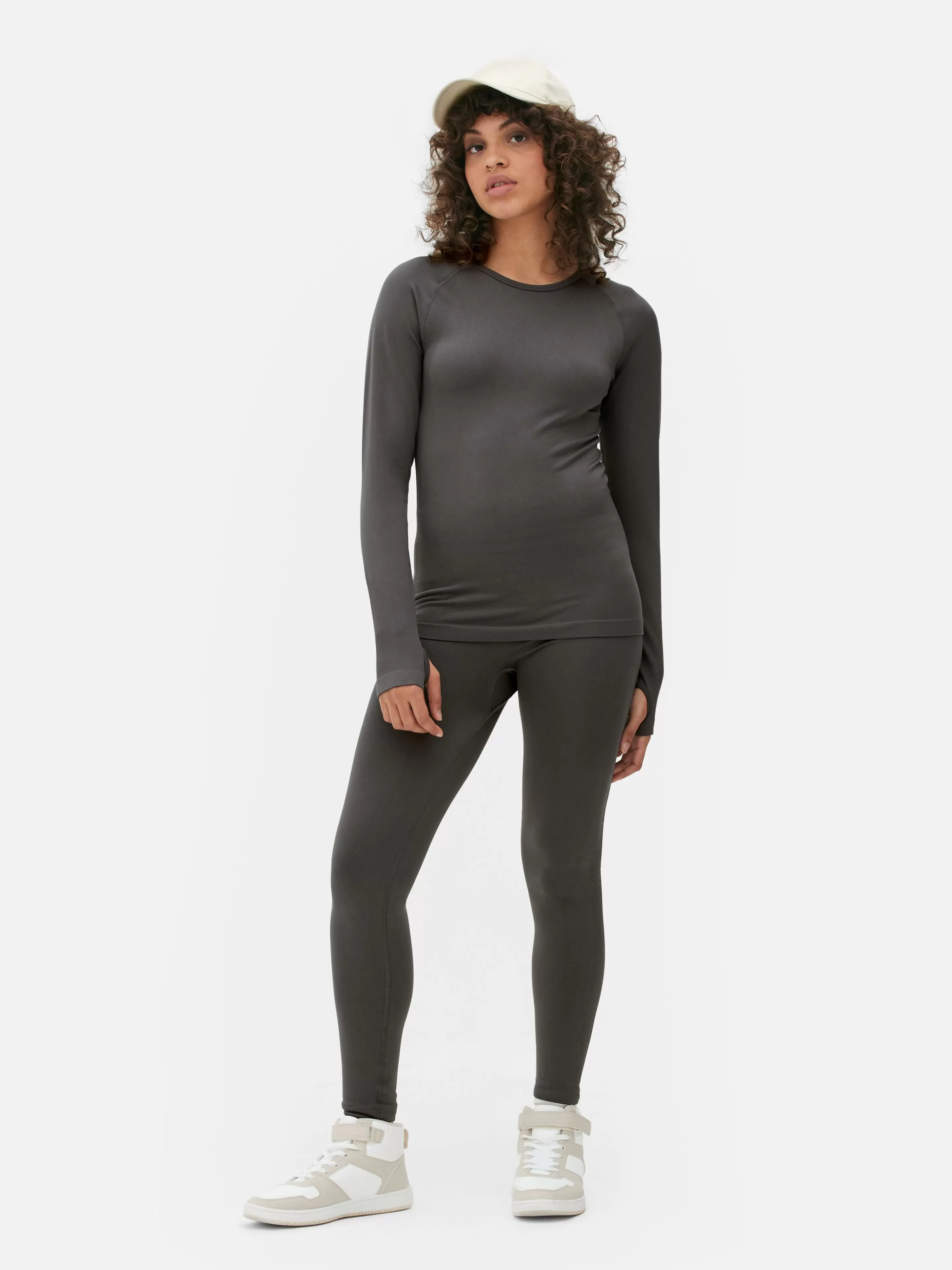 Roupas De Ginásio E De Desporto*Primark Leggings Compridas Desempenho S/ Costuras Cinzento-escuro