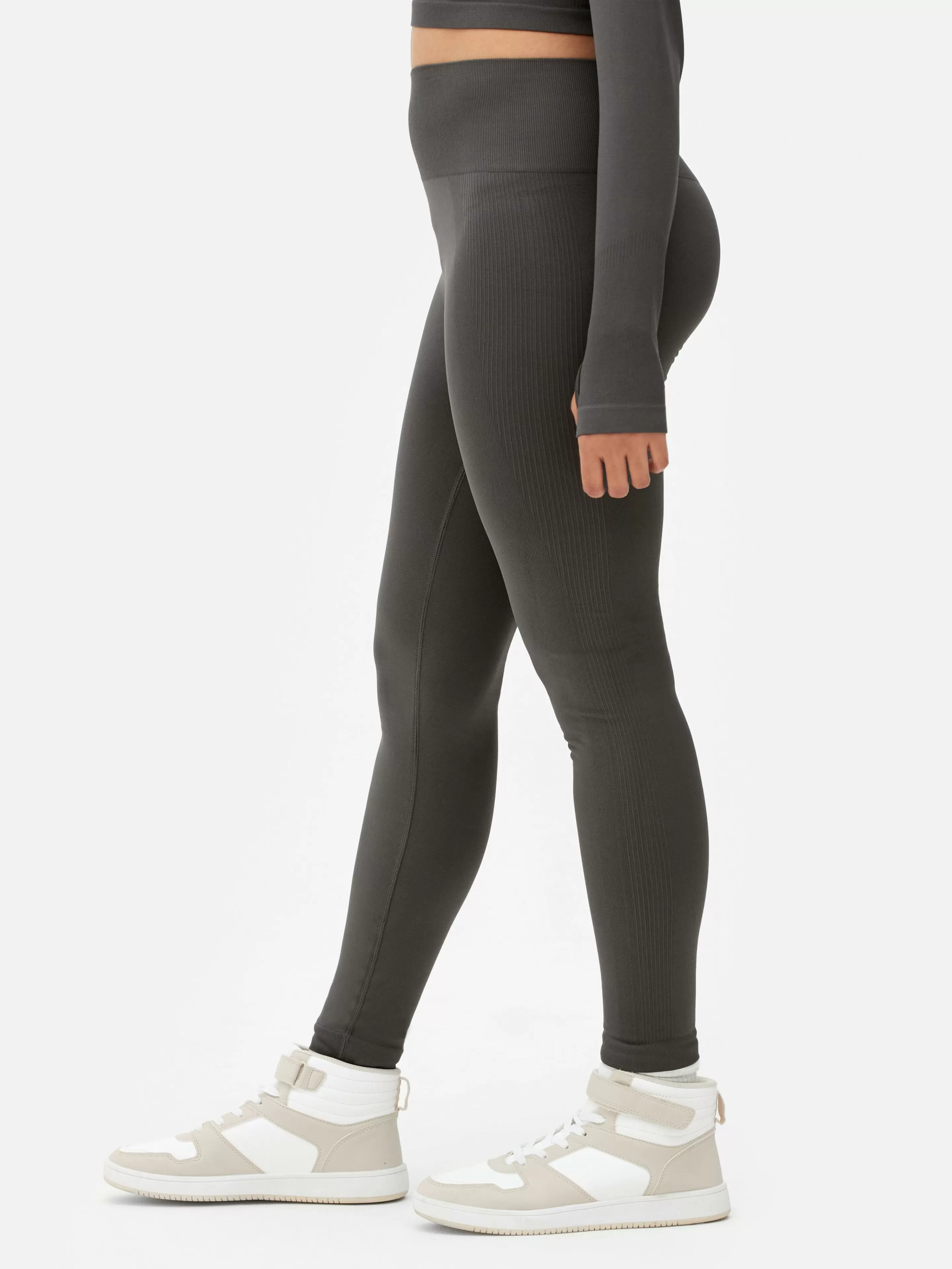 Roupas De Ginásio E De Desporto*Primark Leggings Compridas Desempenho S/ Costuras Cinzento-escuro