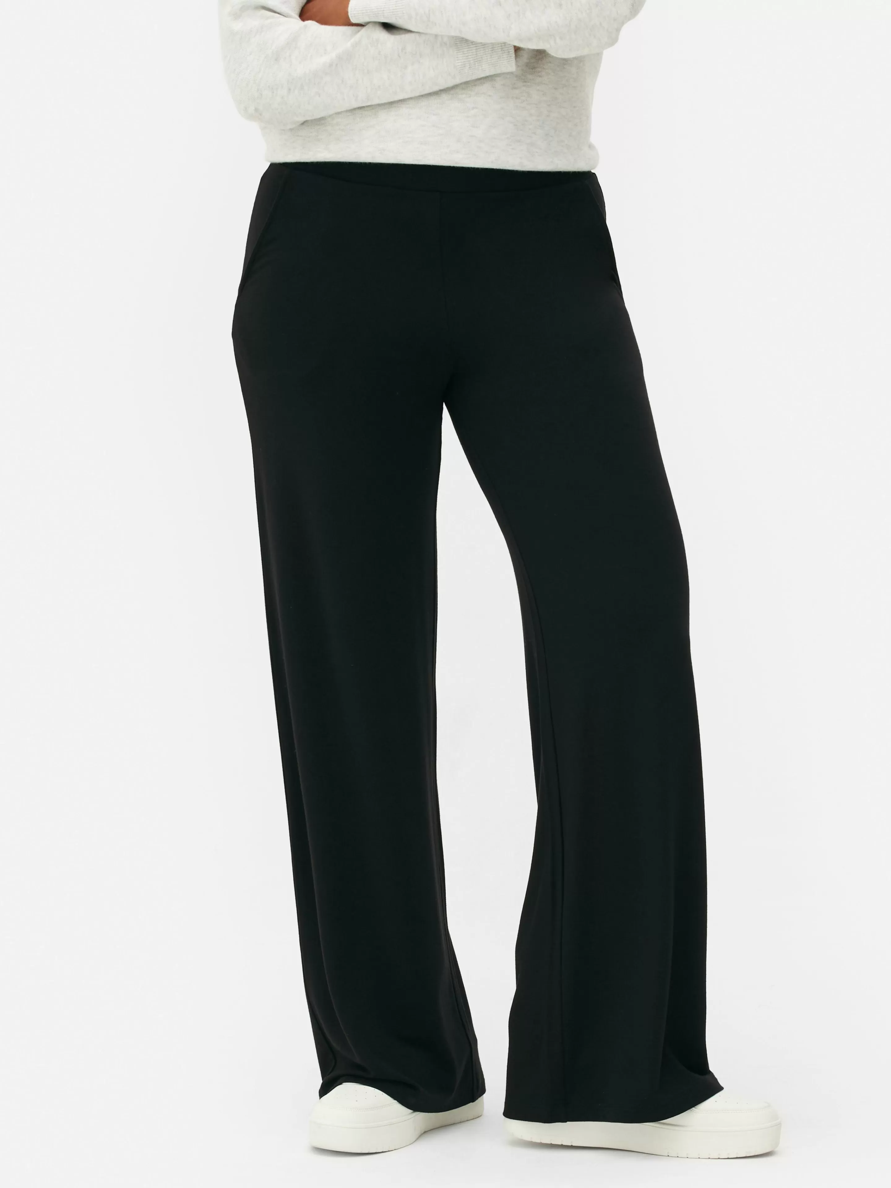 Calças E Leggings*Primark Leggings Corte Perna Larga Preto