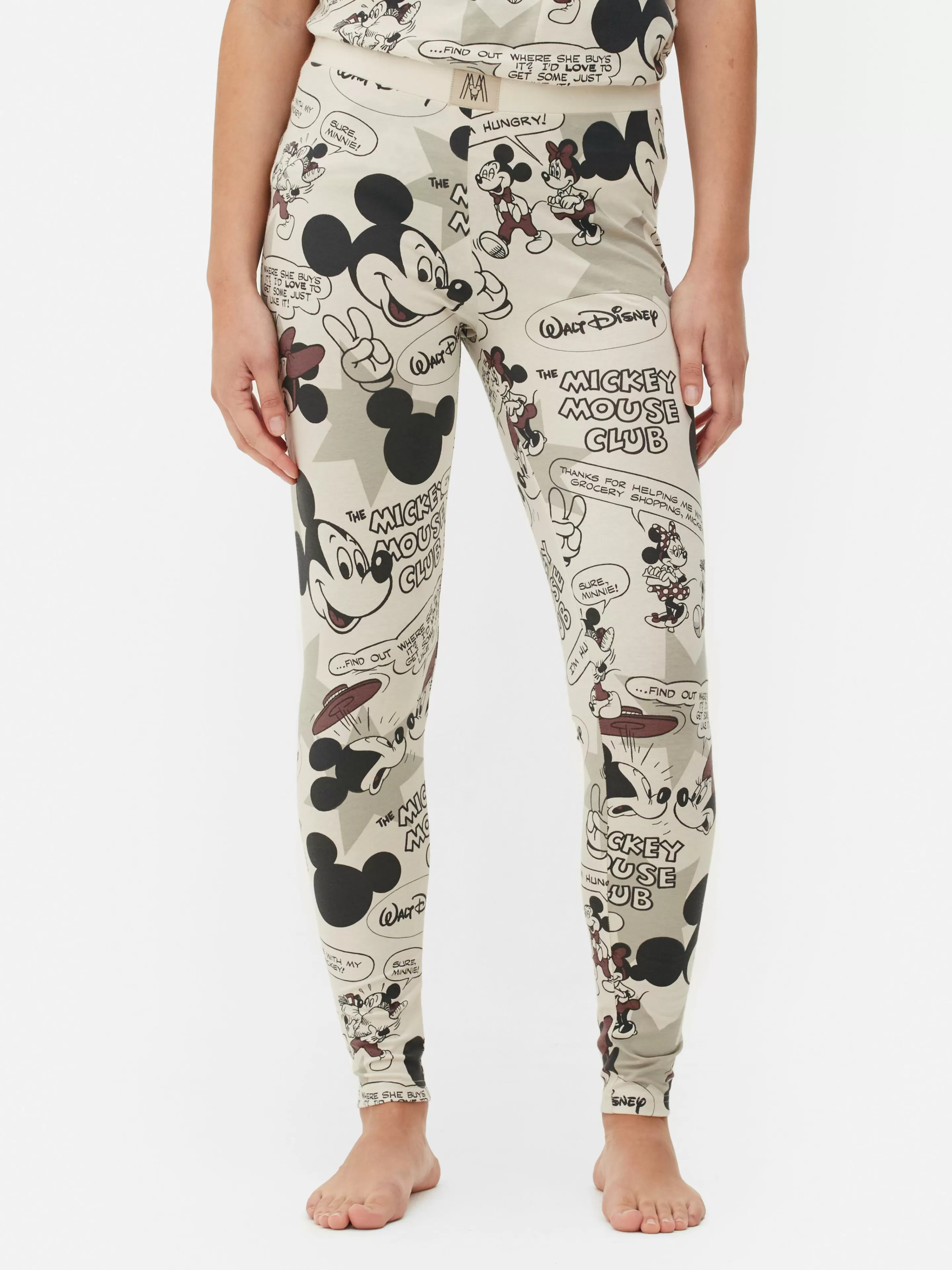 Calças De Pijama*Primark Leggings Pijama BD Retro Disney Mickey Cinzento-acastanhado