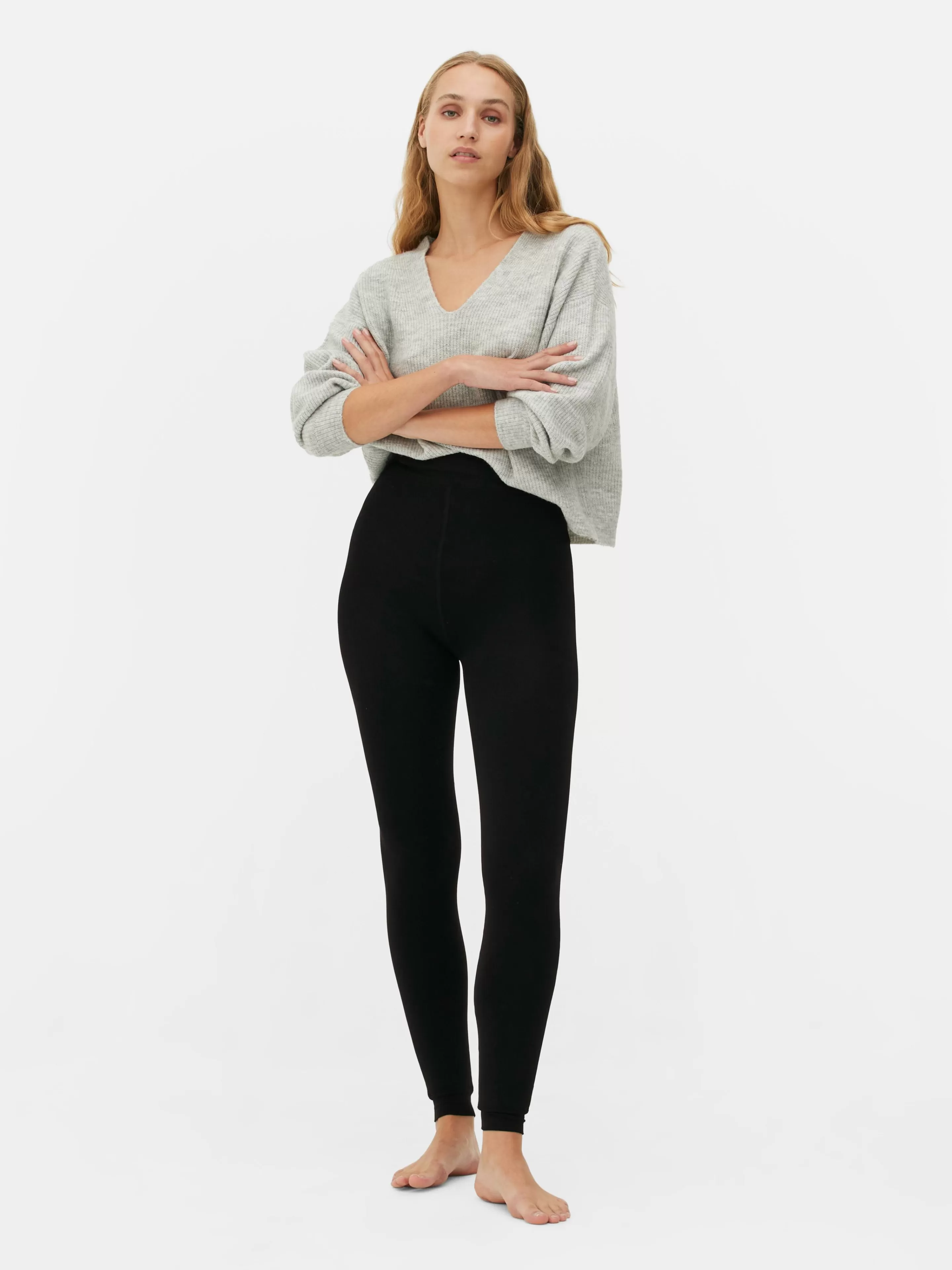 Collants | Calças E Leggings*Primark Leggings Veludo Forro Pelúcia Preto