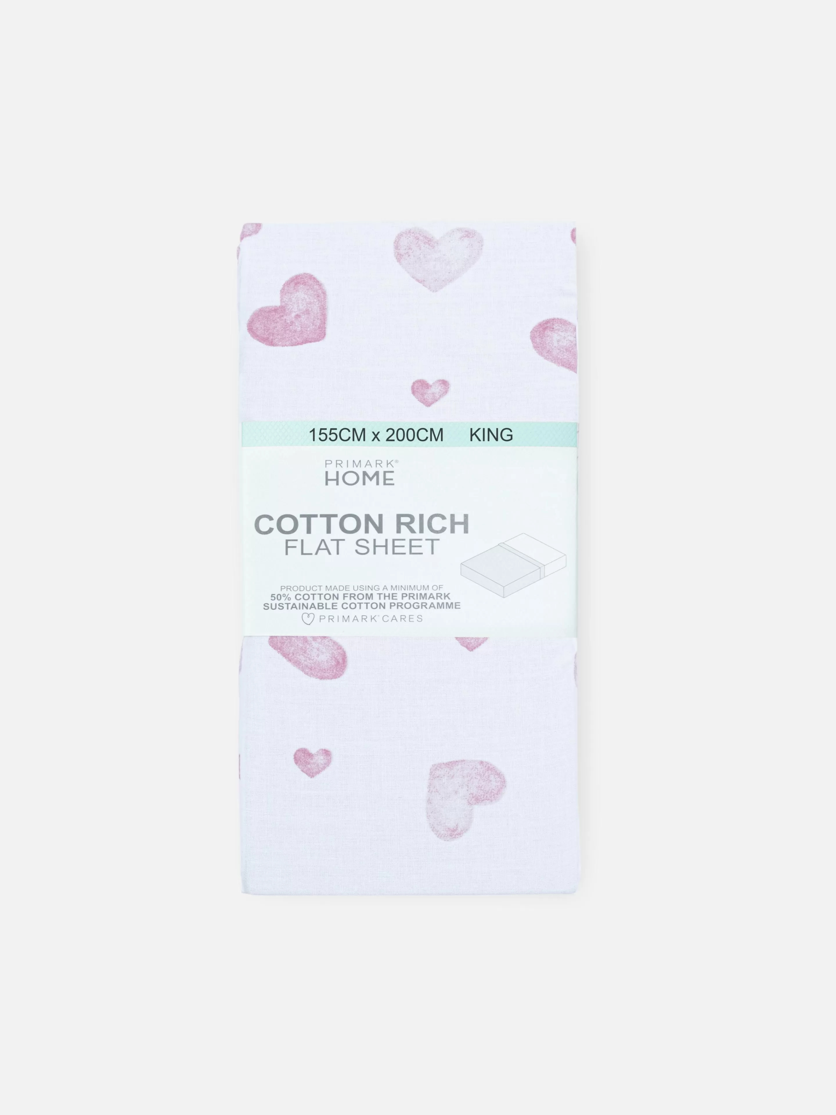 Lençóis E Fronhas*Primark Lençol Cima Tamanho King Corações Cor-de-rosa