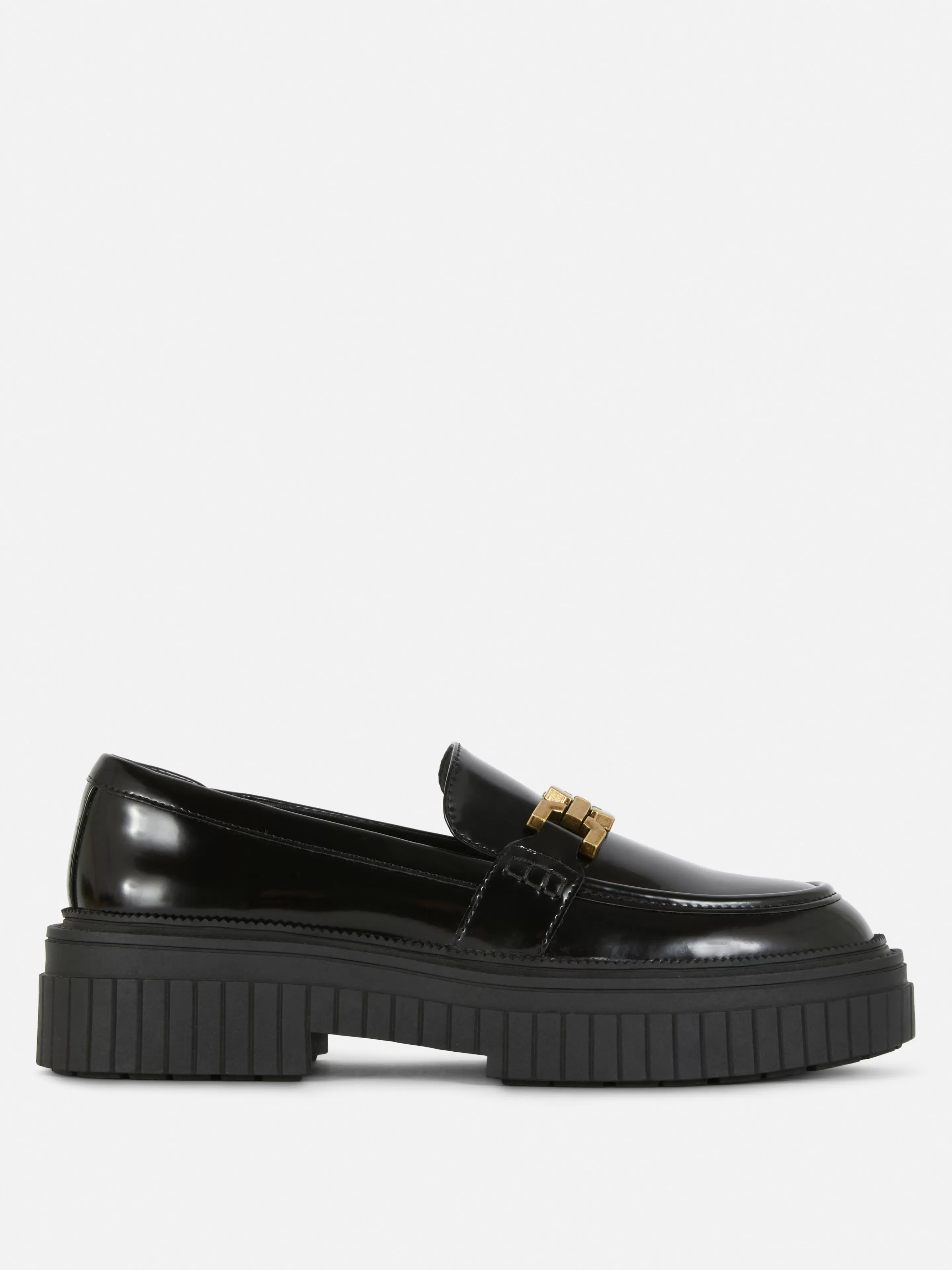 Sapatos Rasos*Primark Loafers Sola Grossa Detalhe Corrente Preto