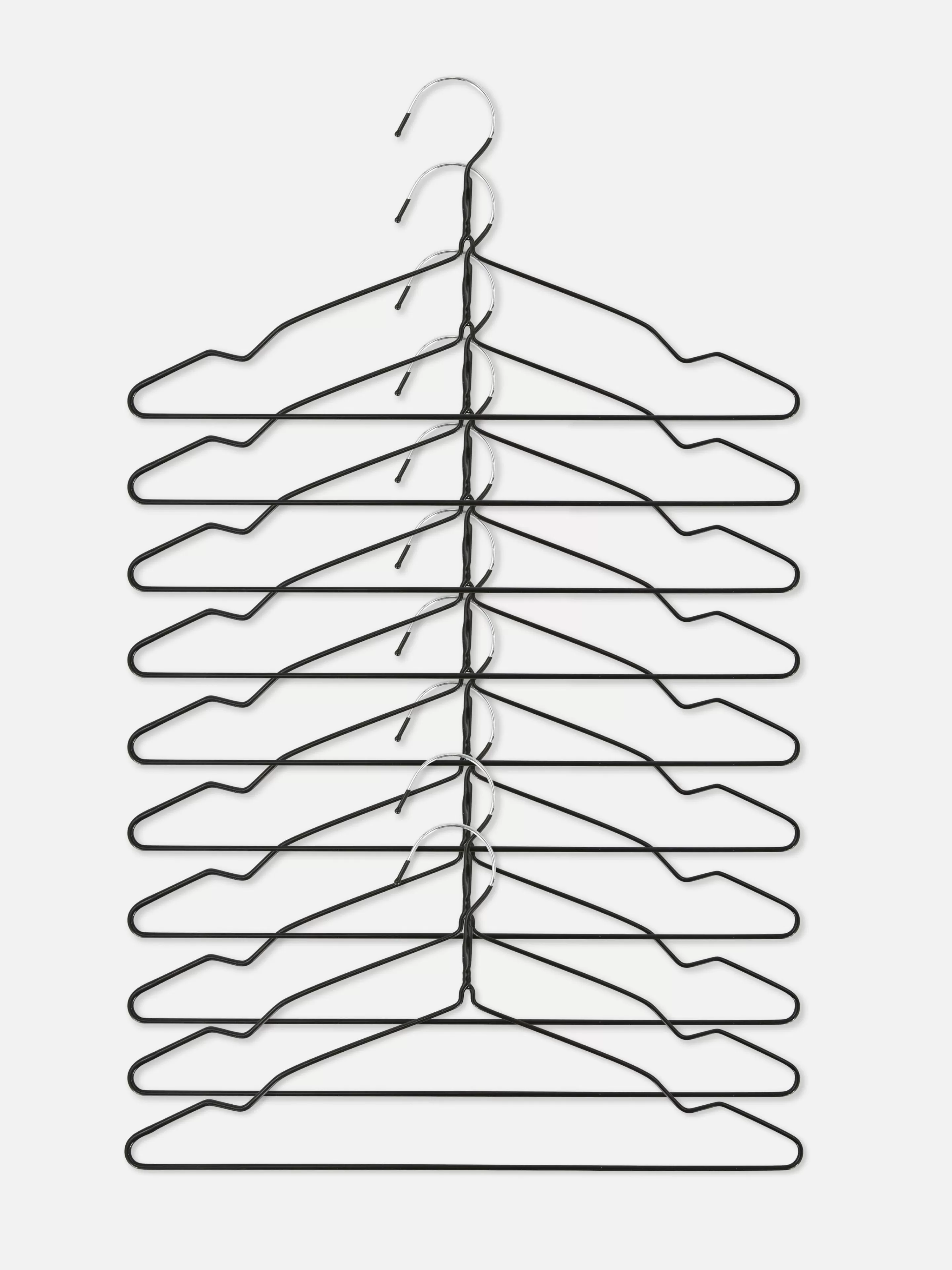 Cabides E Arrumação De Parede*Primark Pack 10 Cabides Metálicos Revestidos Preto