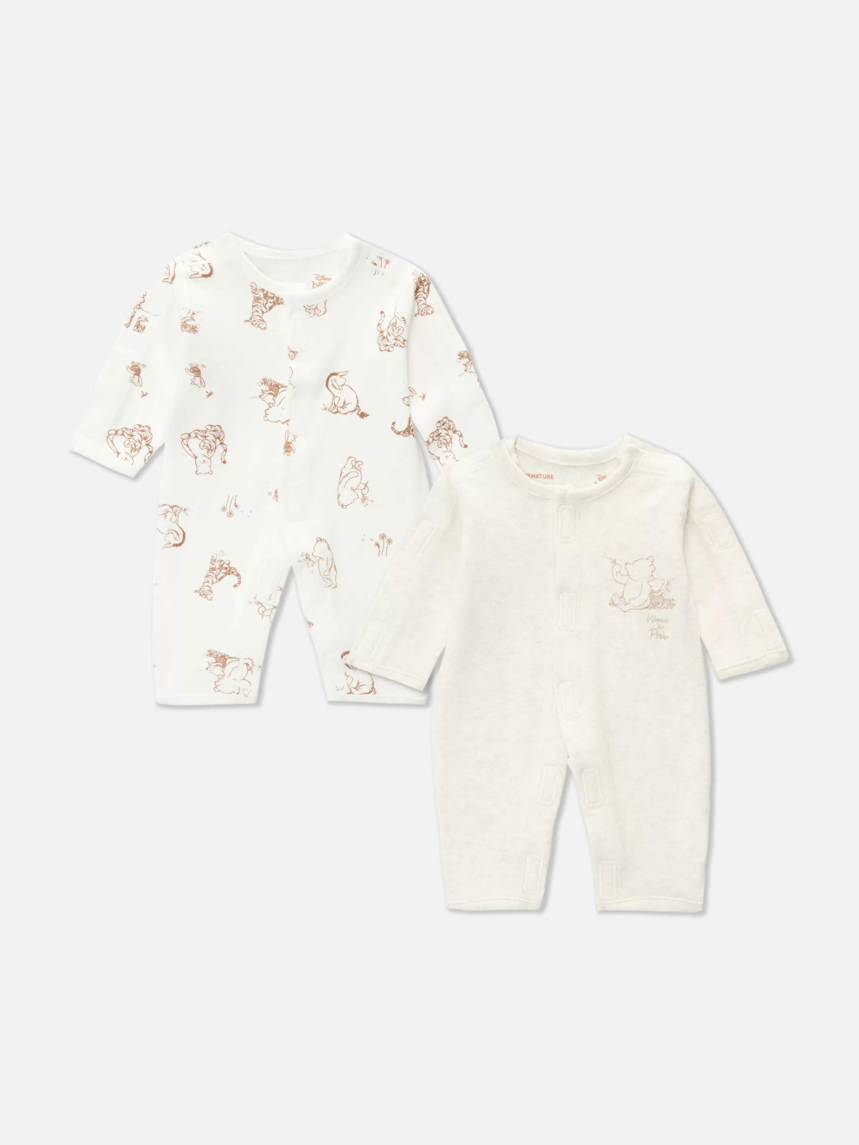 Conjuntos E Visuais*Primark Pack 2 Babygrows Disney Winnie The Pooh Prematuros Aveia