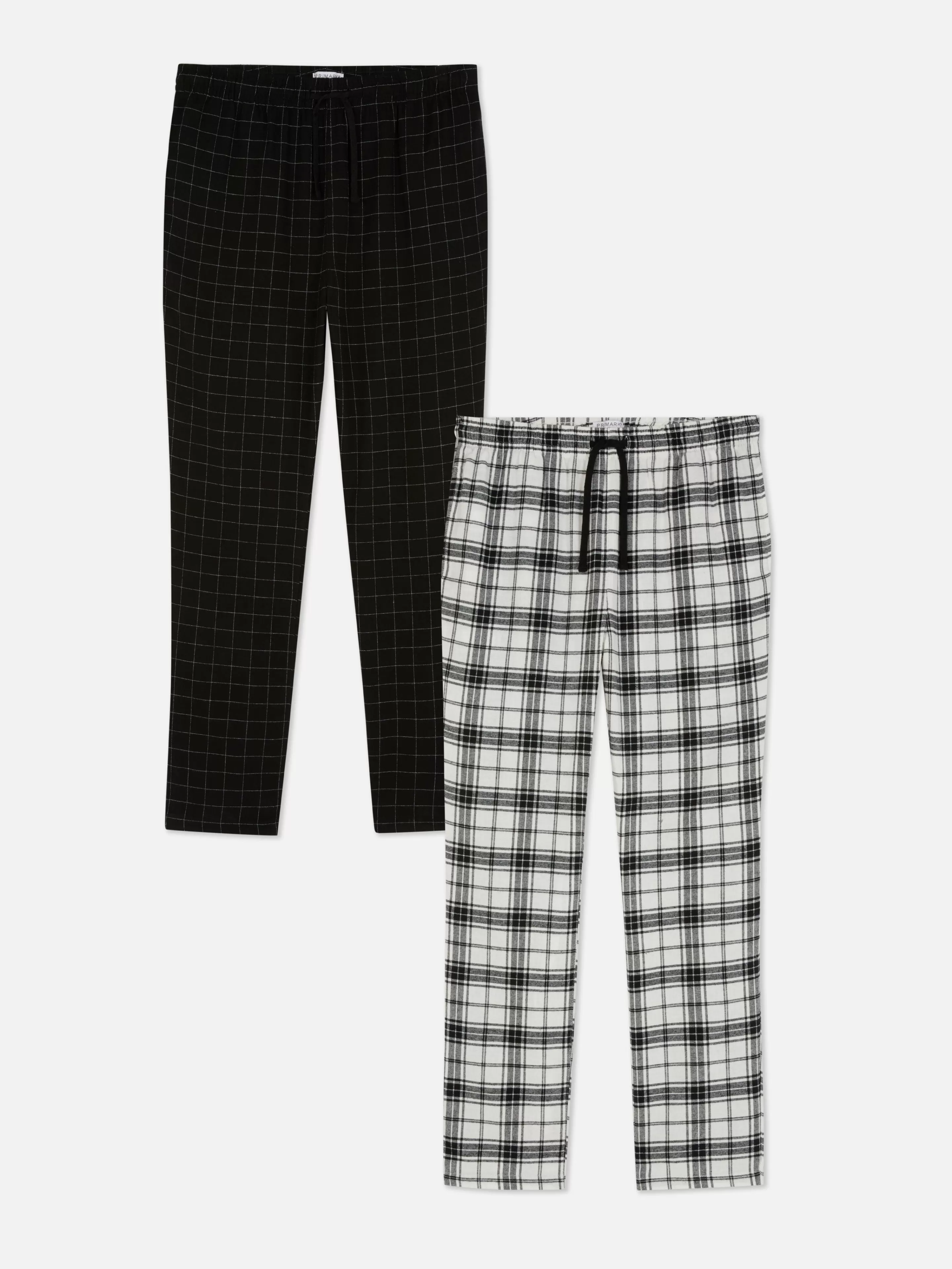 Pijamas*Primark Pack 2 Calças Pijama Xadrez Escovadas Preto