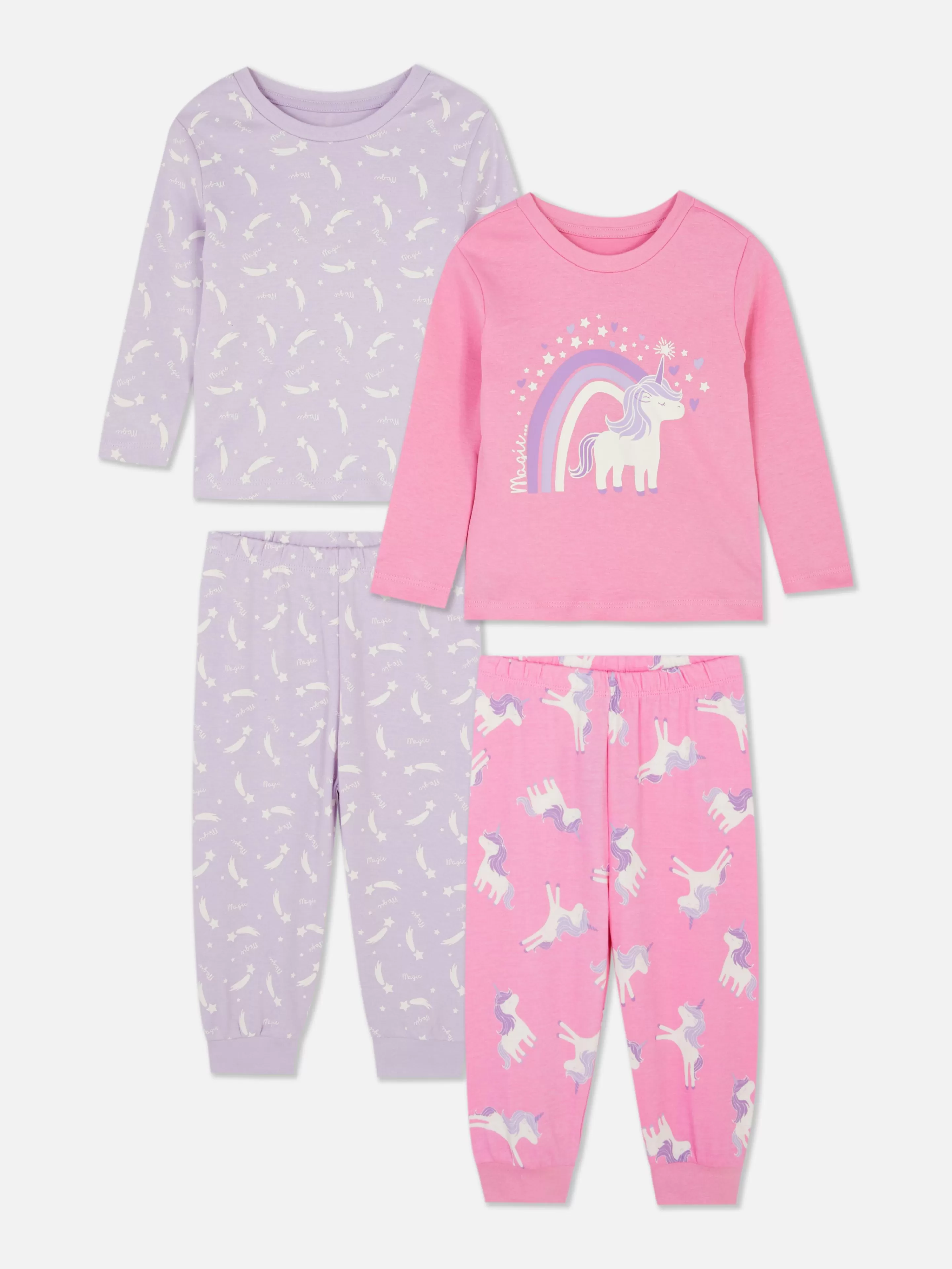 Pijamas E Roupa De Dormir*Primark Pack 2 Pijamas Calças Desenhos Sortidos Roxo