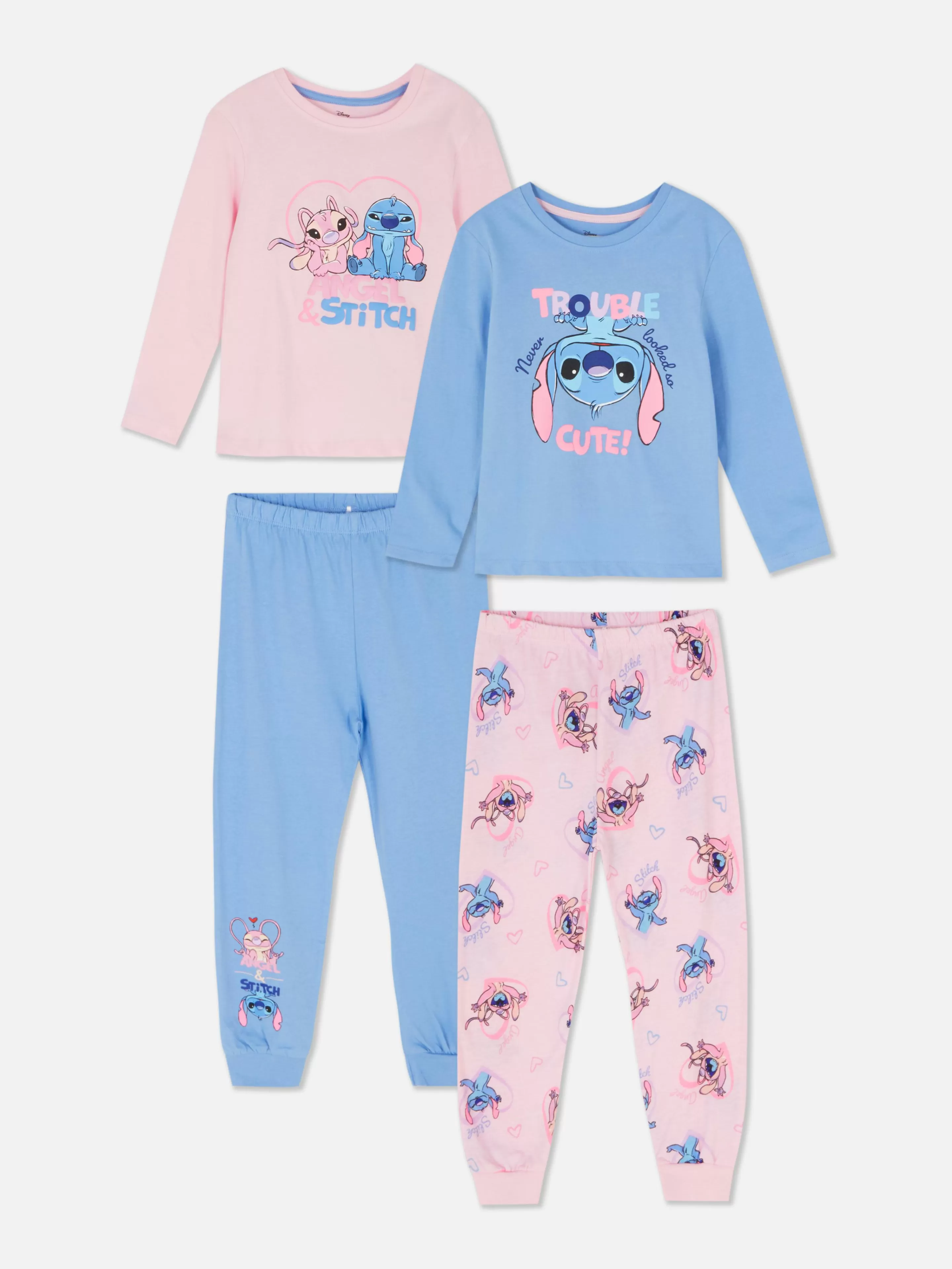 Pijamas E Roupa De Dormir*Primark Pack 2 Pijamas Calças Disney Stitch & Angel Multicolor