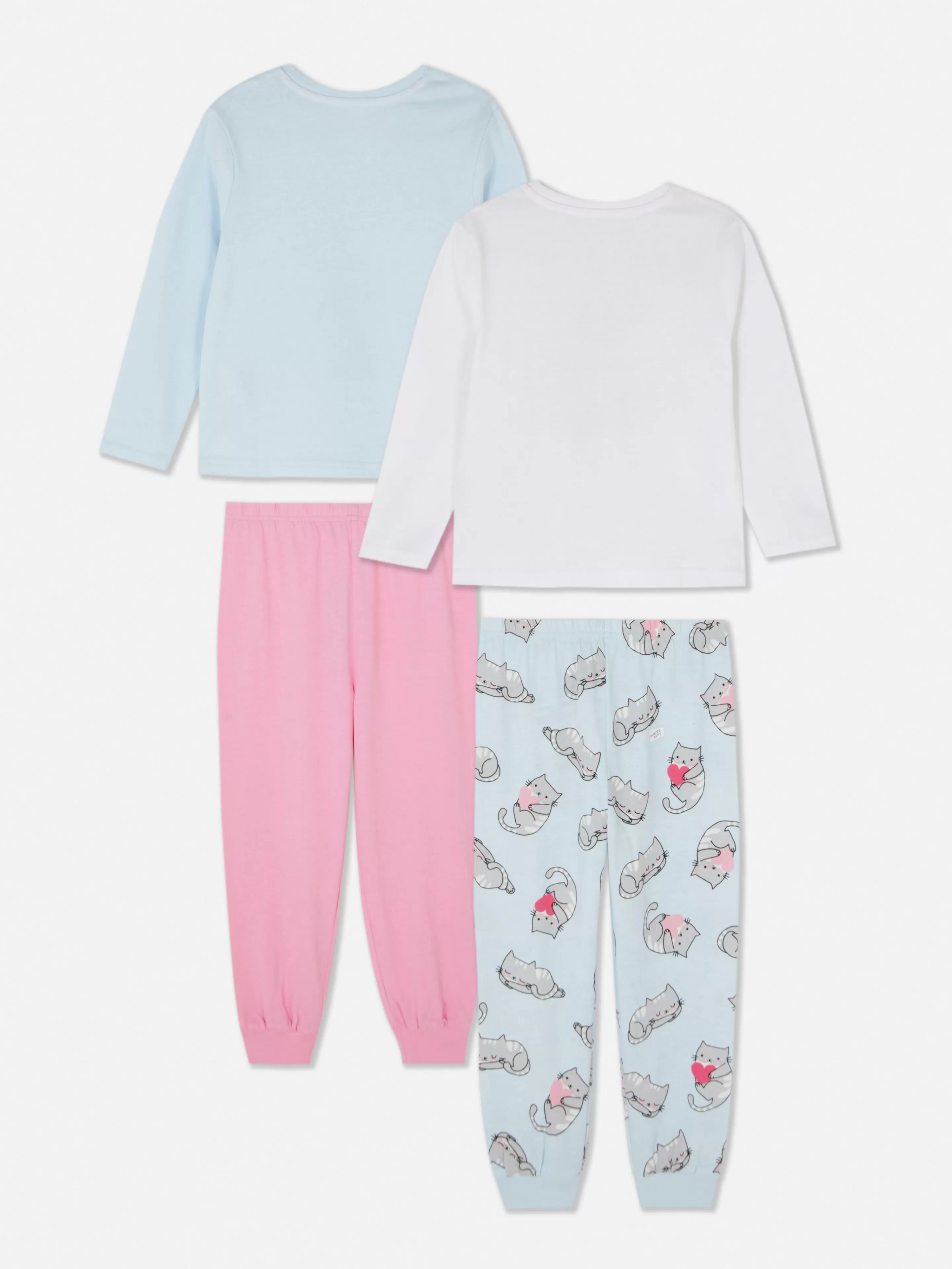 Pijamas E Roupa De Dormir*Primark Pack 2 Pijamas Compridos Design Gato Multicolor