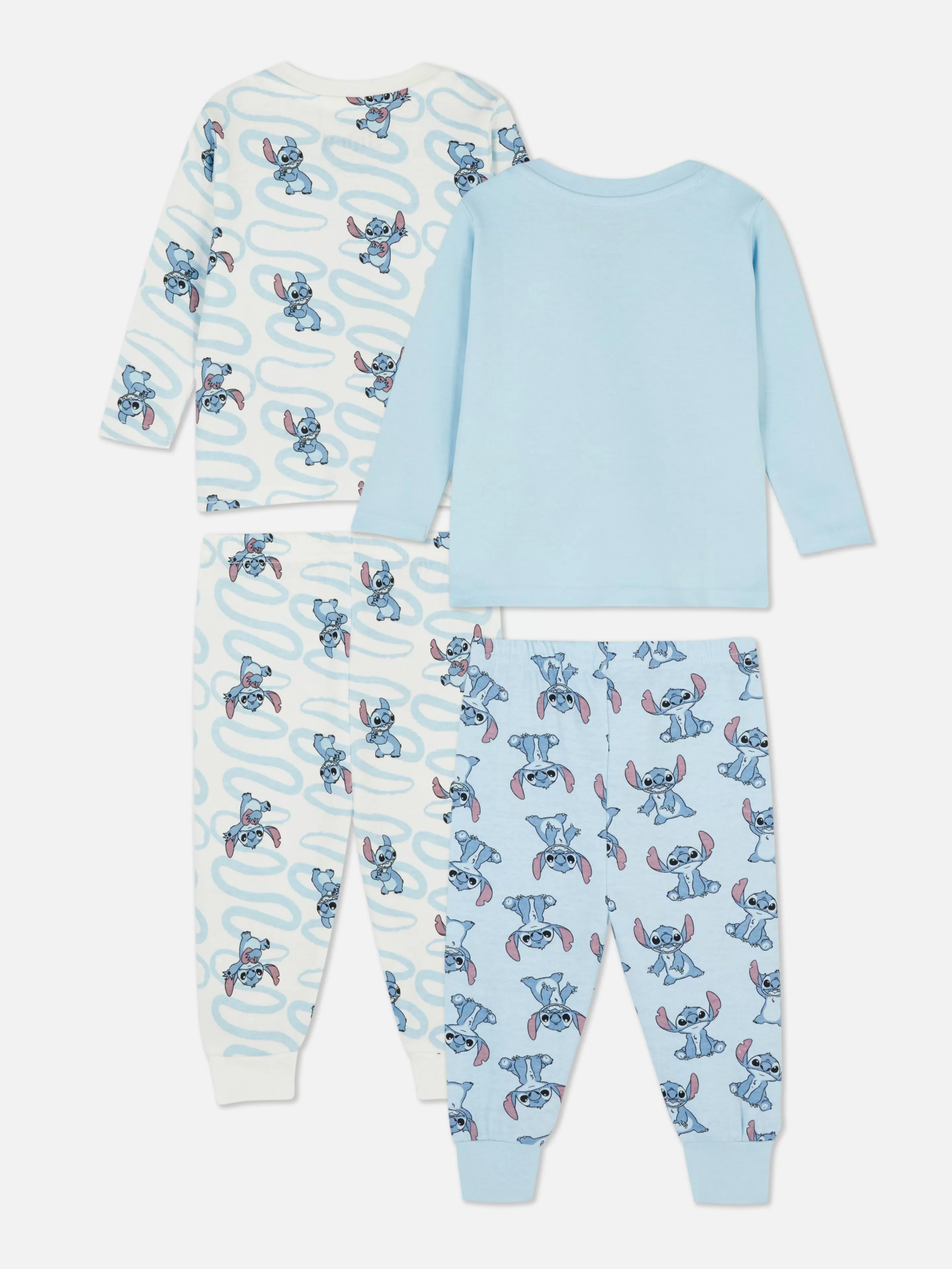 Pijamas E Roupa De Dormir*Primark Pack 2 Pijamas Manga Comprida Disney Stitch Azul