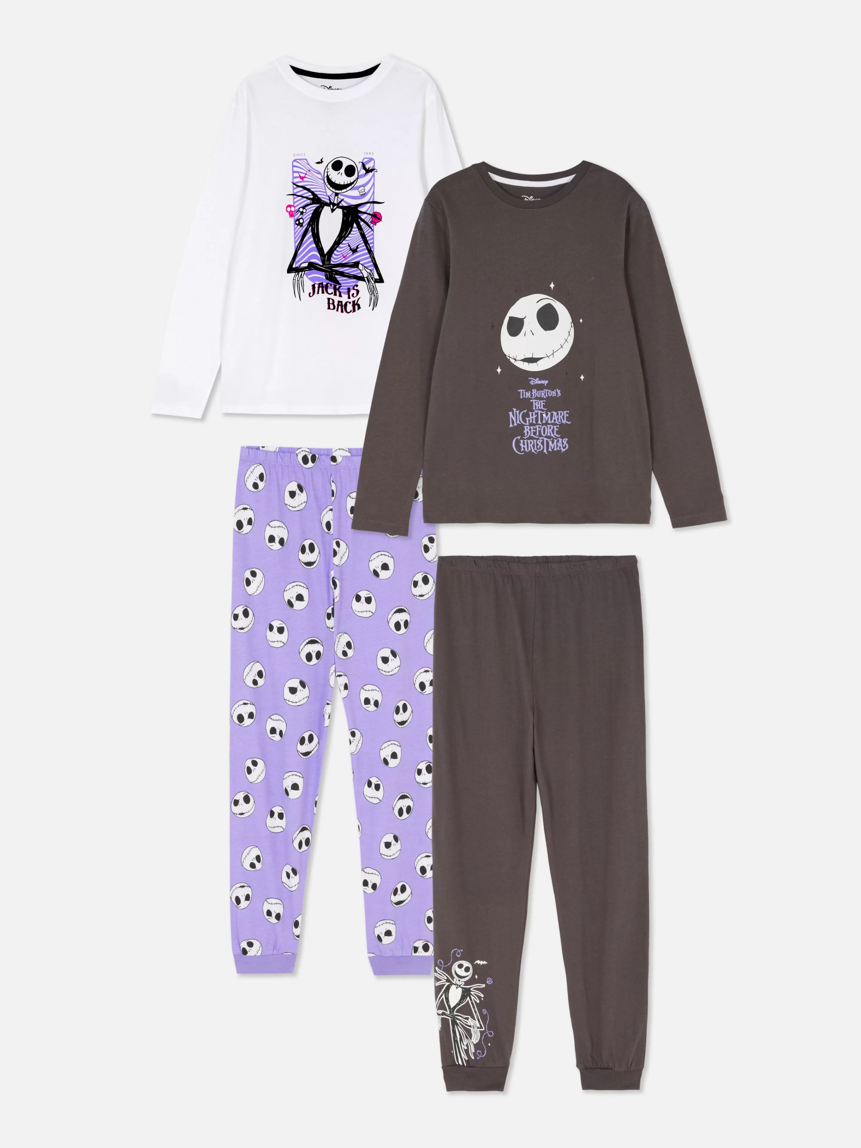 Pijamas E Roupa De Dormir*Primark Pack 2 Pijamas Manga Comprida Disney Tim Burton O Estranho Mundo De Jack Multicolor