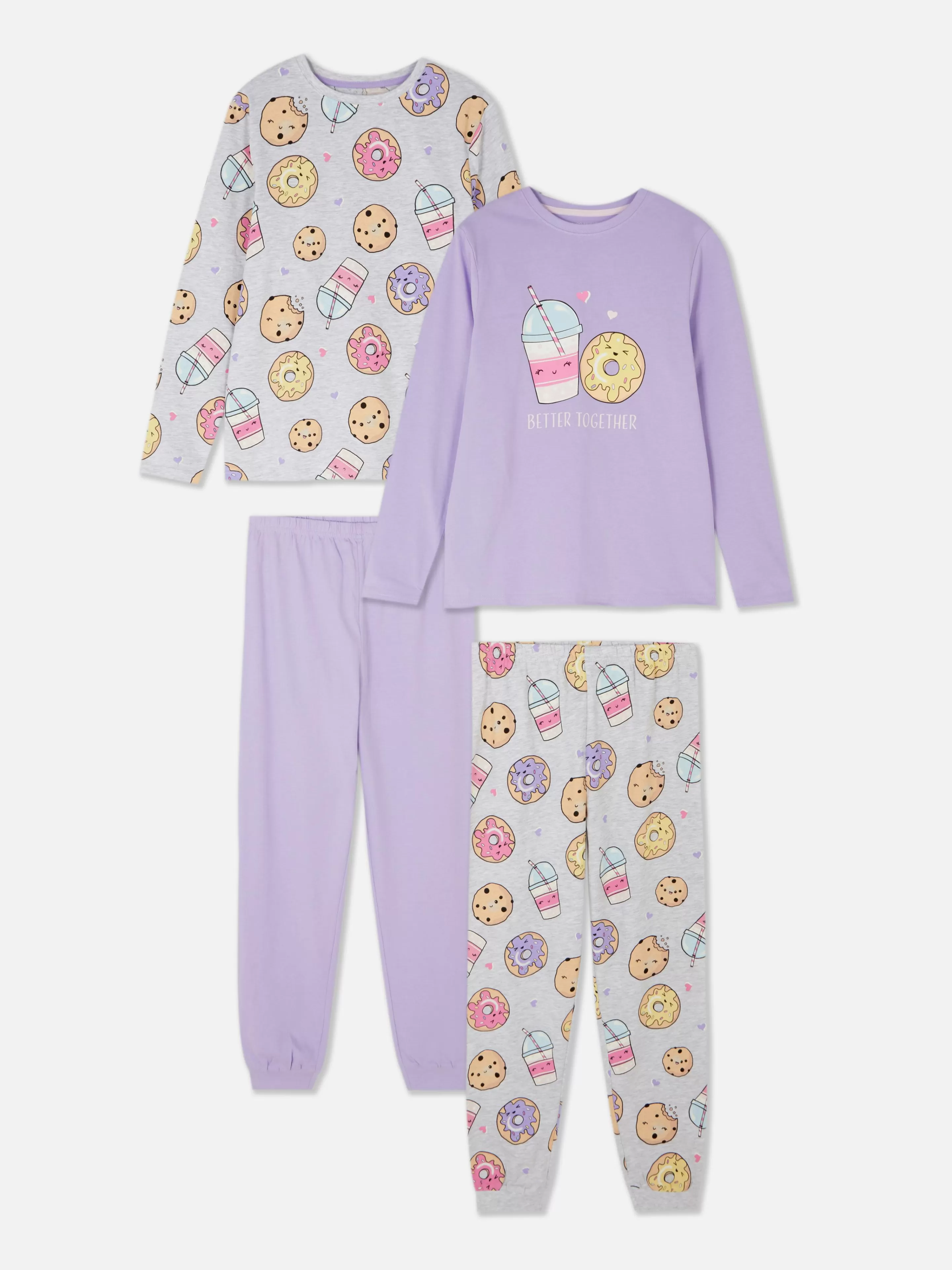 Pijamas E Roupa De Dormir*Primark Pack 2 Pijamas Padrão Chá Perolado Multicolor