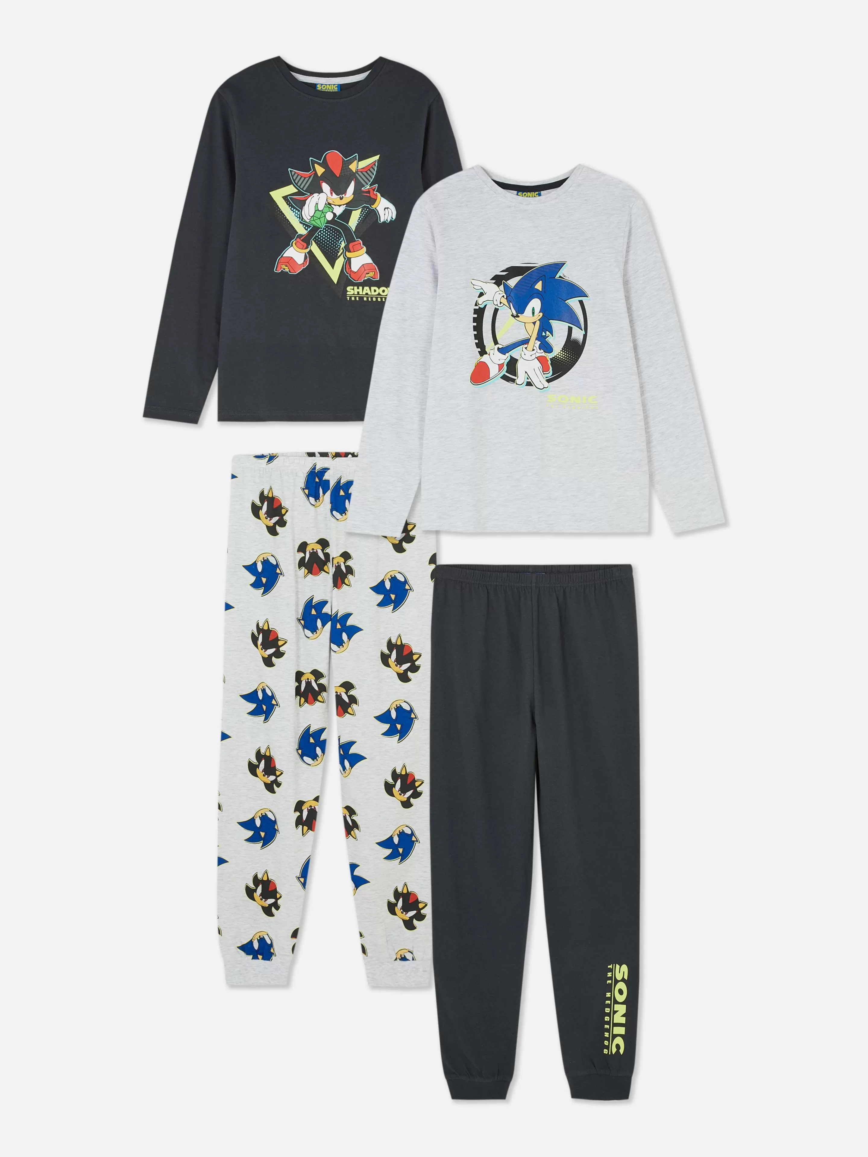 Pijamas E Roupa De Dormir*Primark Pack 2 Pijamas Sonic The Hedgehog And Shadow Preto