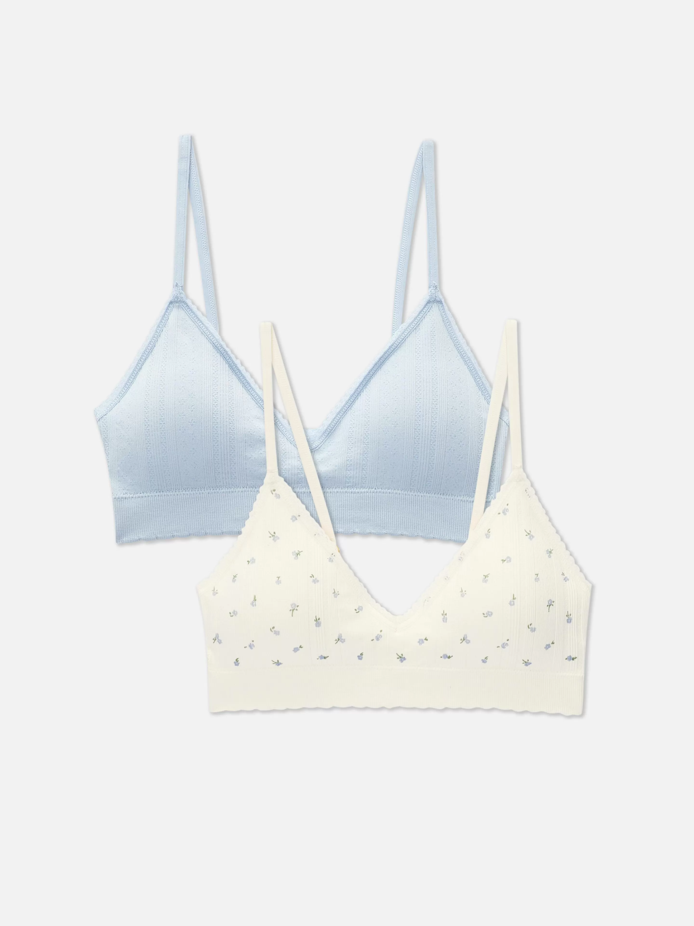 Sutiãs*Primark Pack 2 Sutiãs Bralette Triangulares S/ Costuras Azul