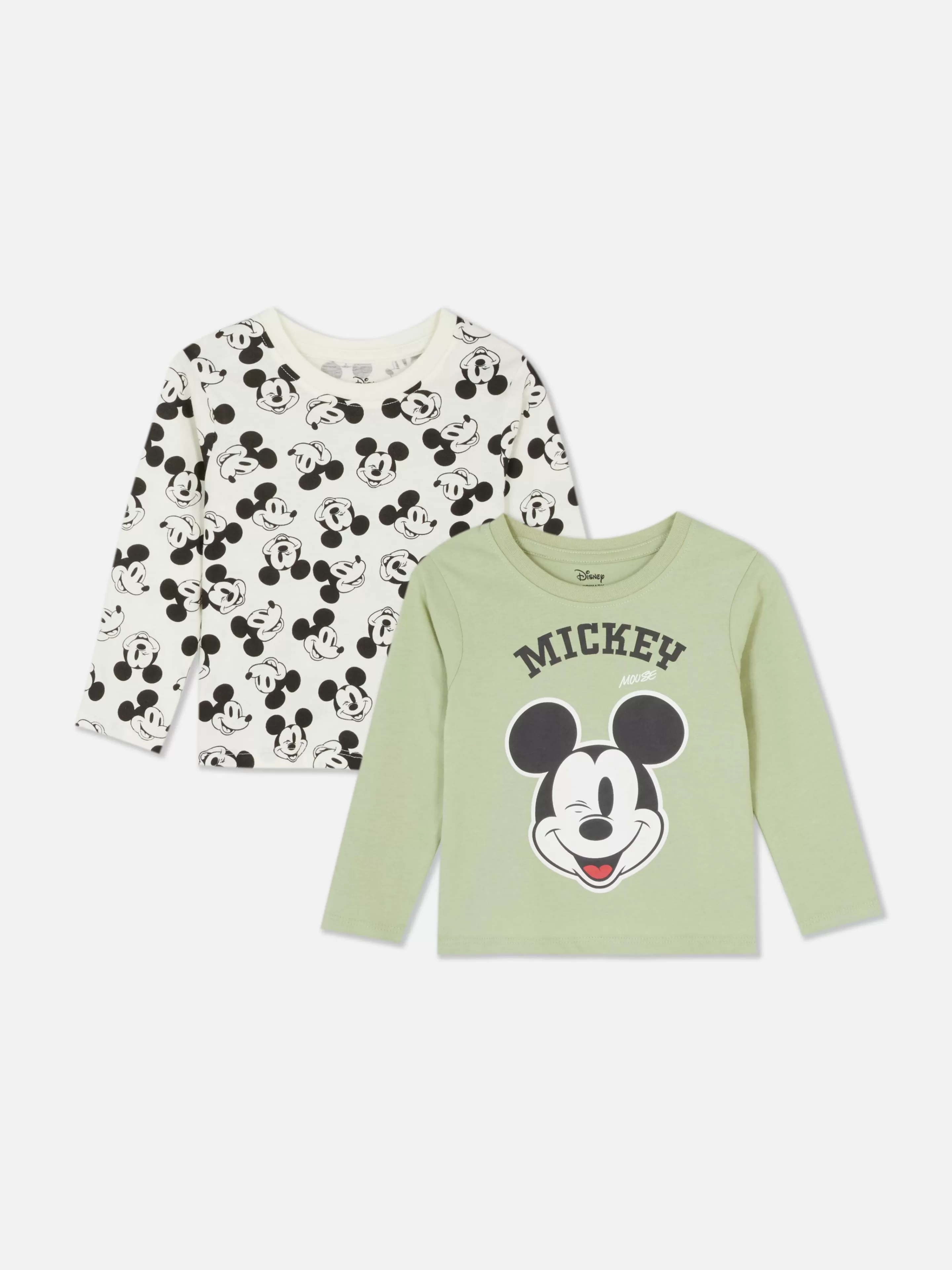 Tops E T-Shirts*Primark Pack 2 T-shirts Manga Comprida Disney Mickey Verde