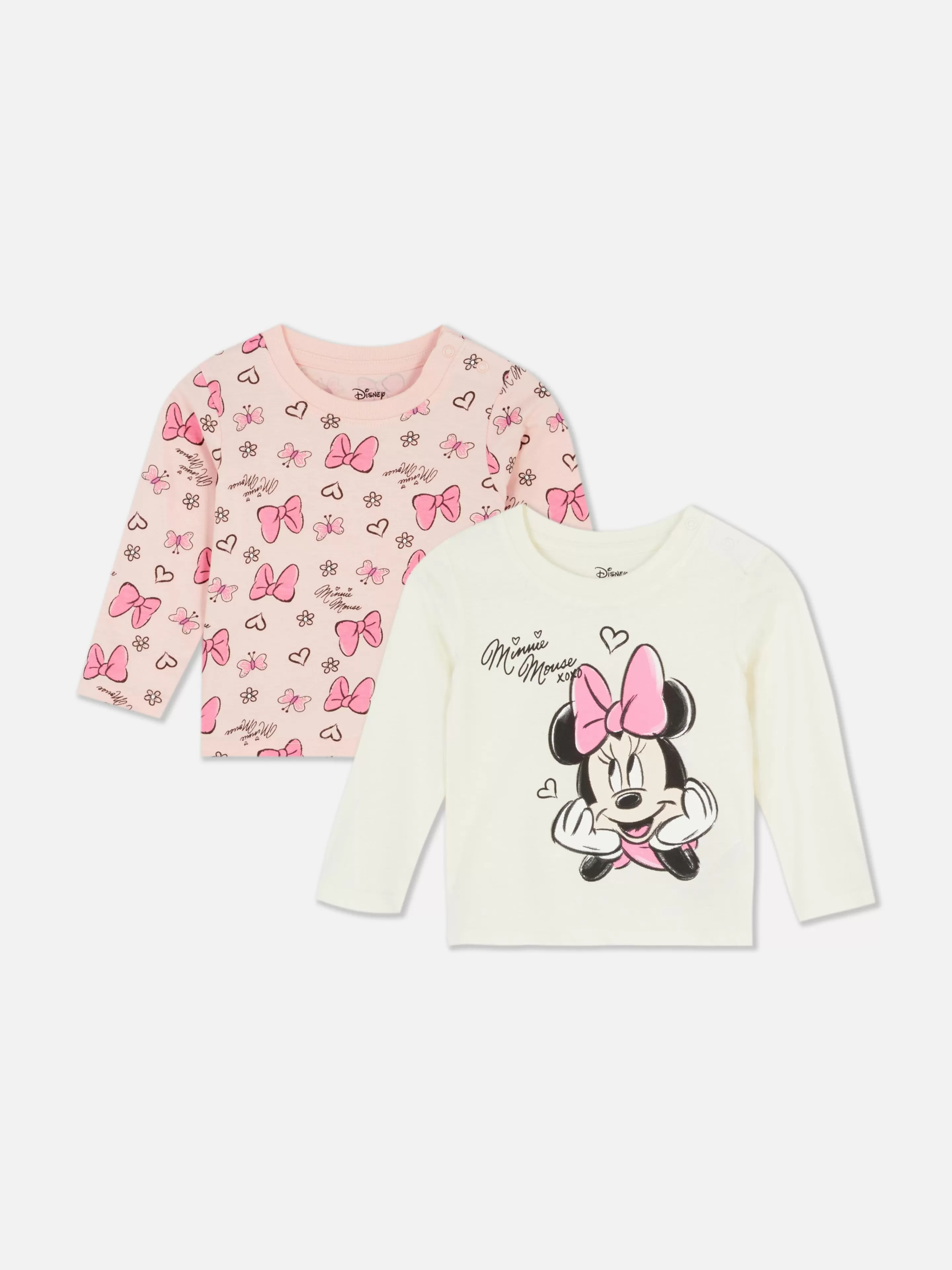 Tops E T-Shirts*Primark Pack 2 T-shirts Manga Comprida Disney Minnie Cor-de-rosa