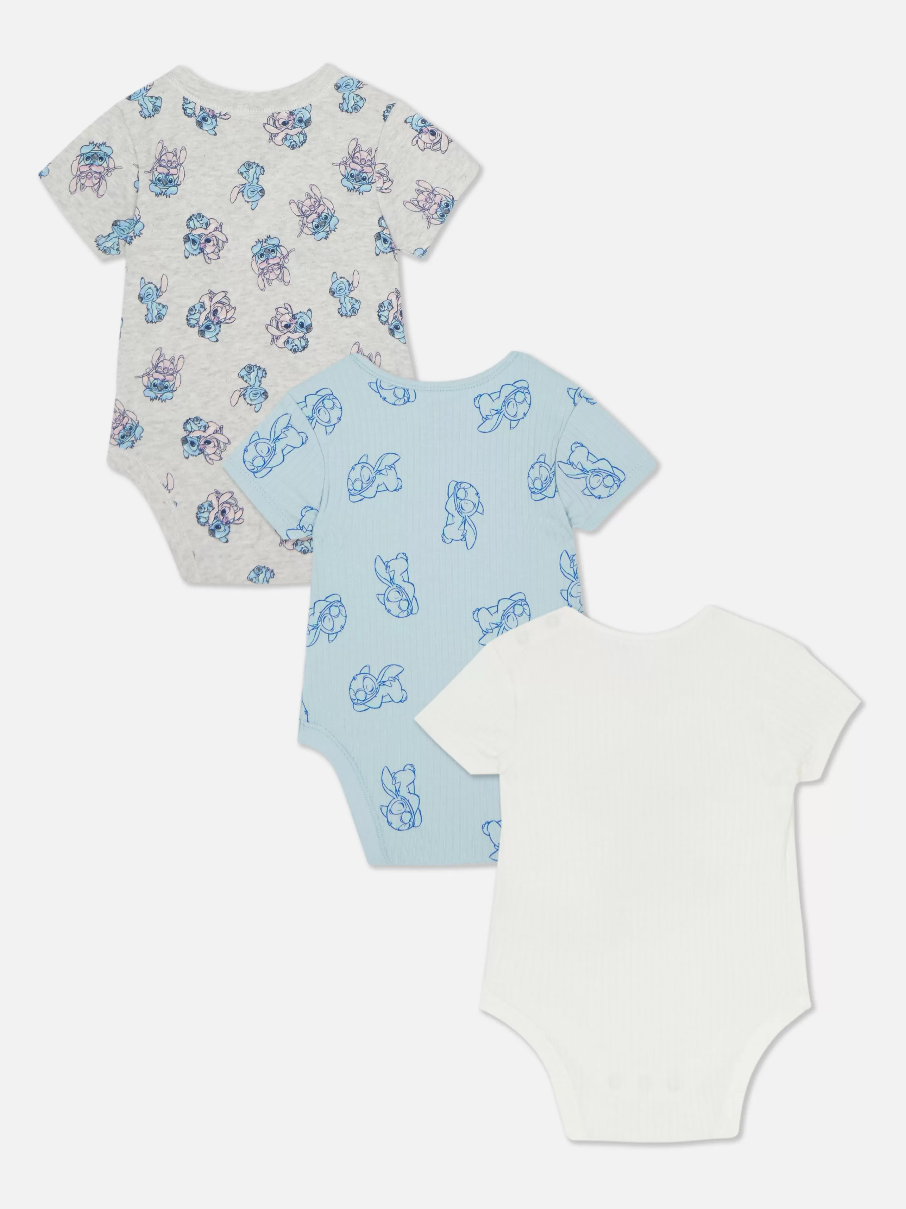 Bodies E Tops Sem Mangas*Primark Pack 3 Babygrows Disney Lilo & Stitch Azul