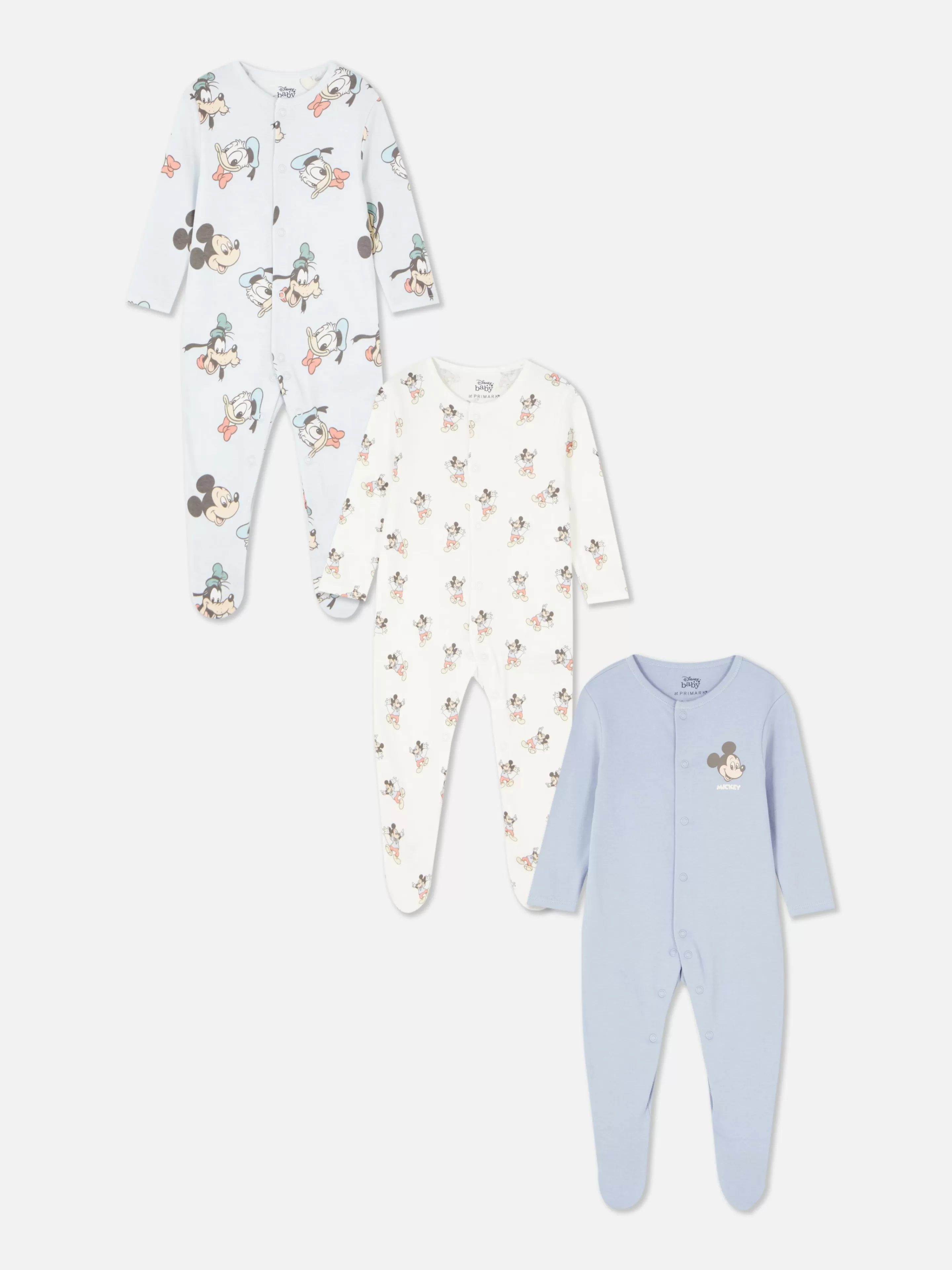 Babygrows E Pijamas*Primark Pack 3 Babygrows Disney Mickey Mouse & Friends Azul