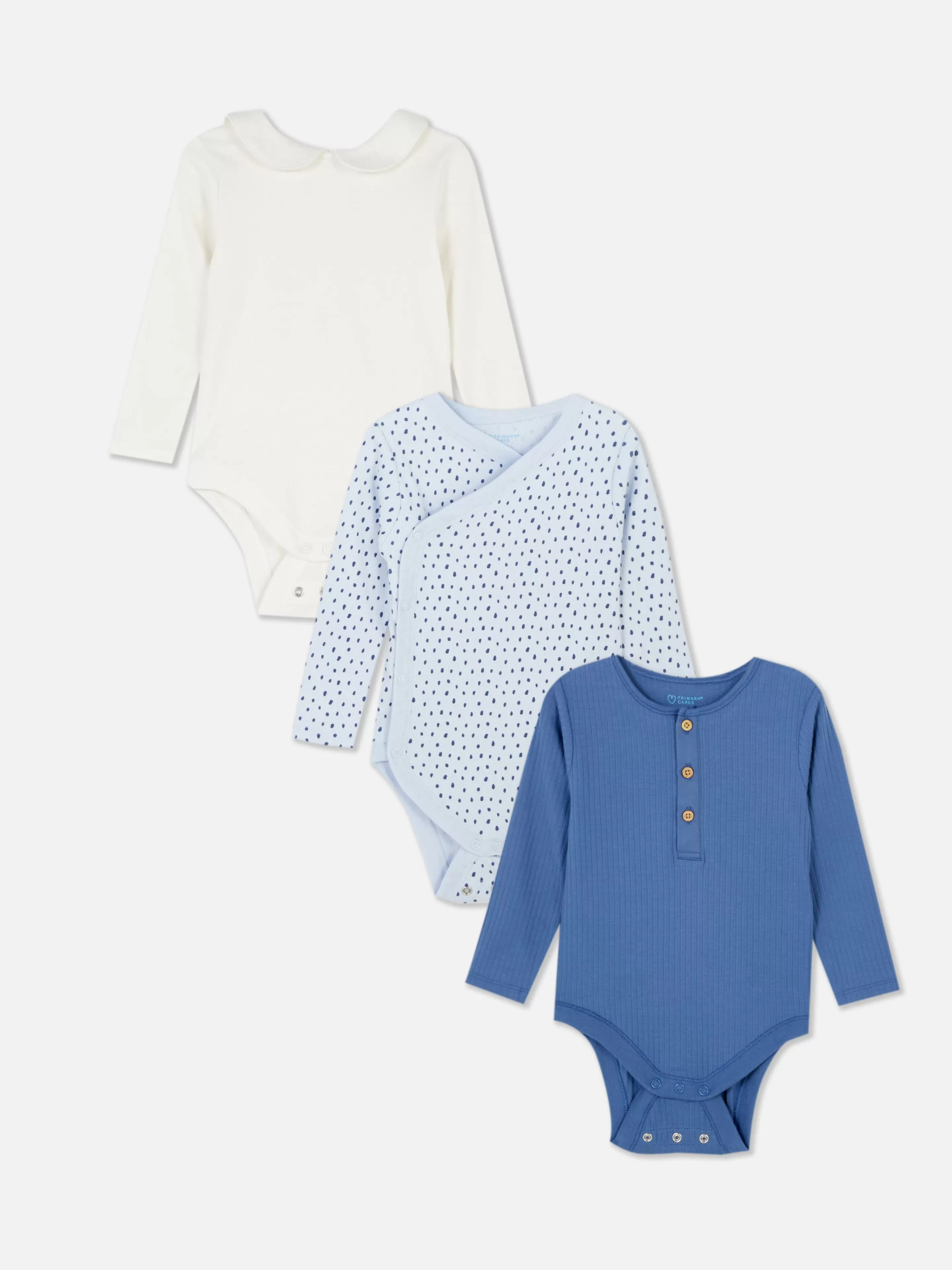 Bodies E Tops Sem Mangas*Primark Pack 3 Babygrows Padrão Sortido Azul