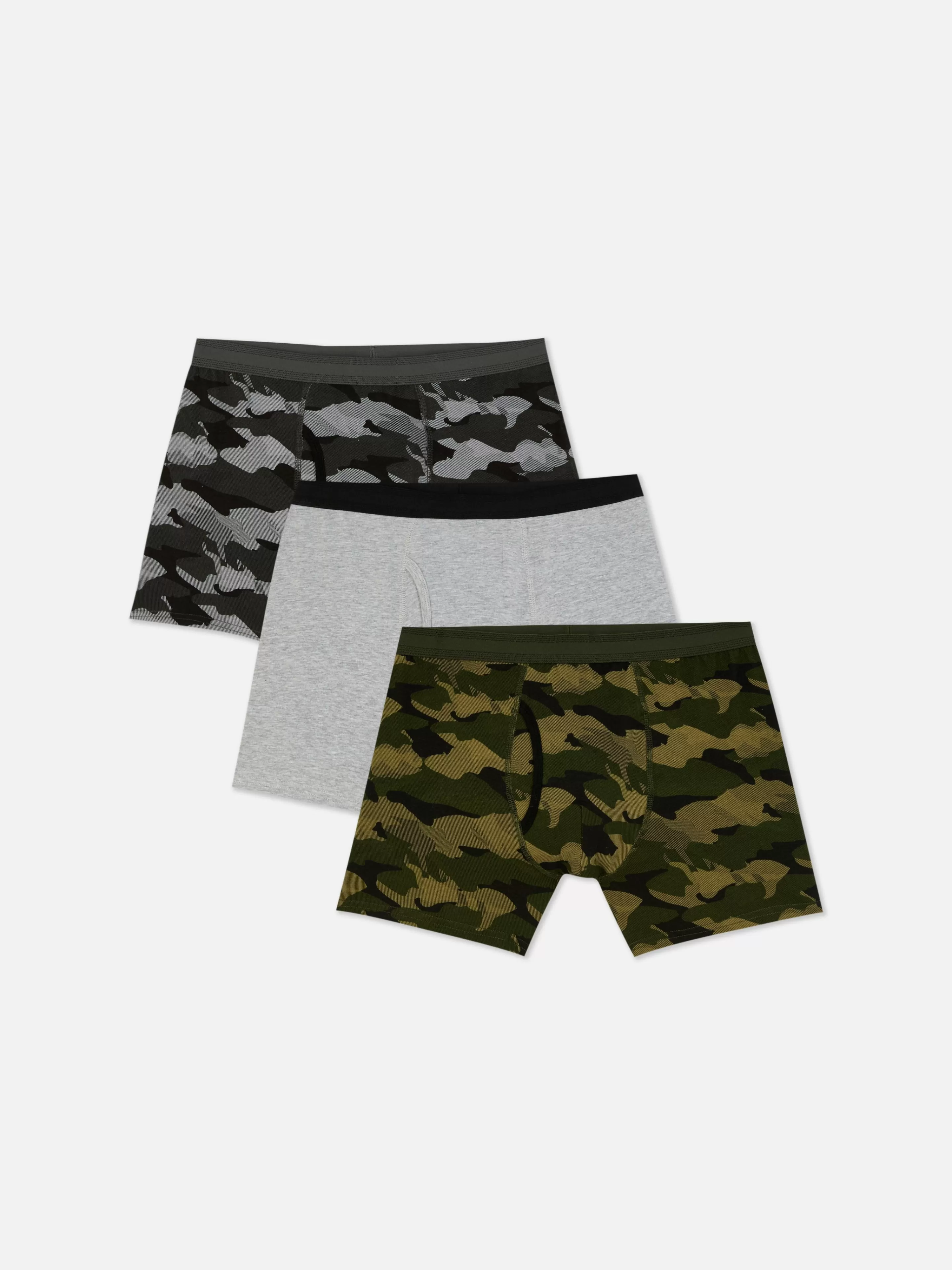 Roupa Interior*Primark Pack 3 Boxers Ricos Em Algodão Camuflagem Caqui