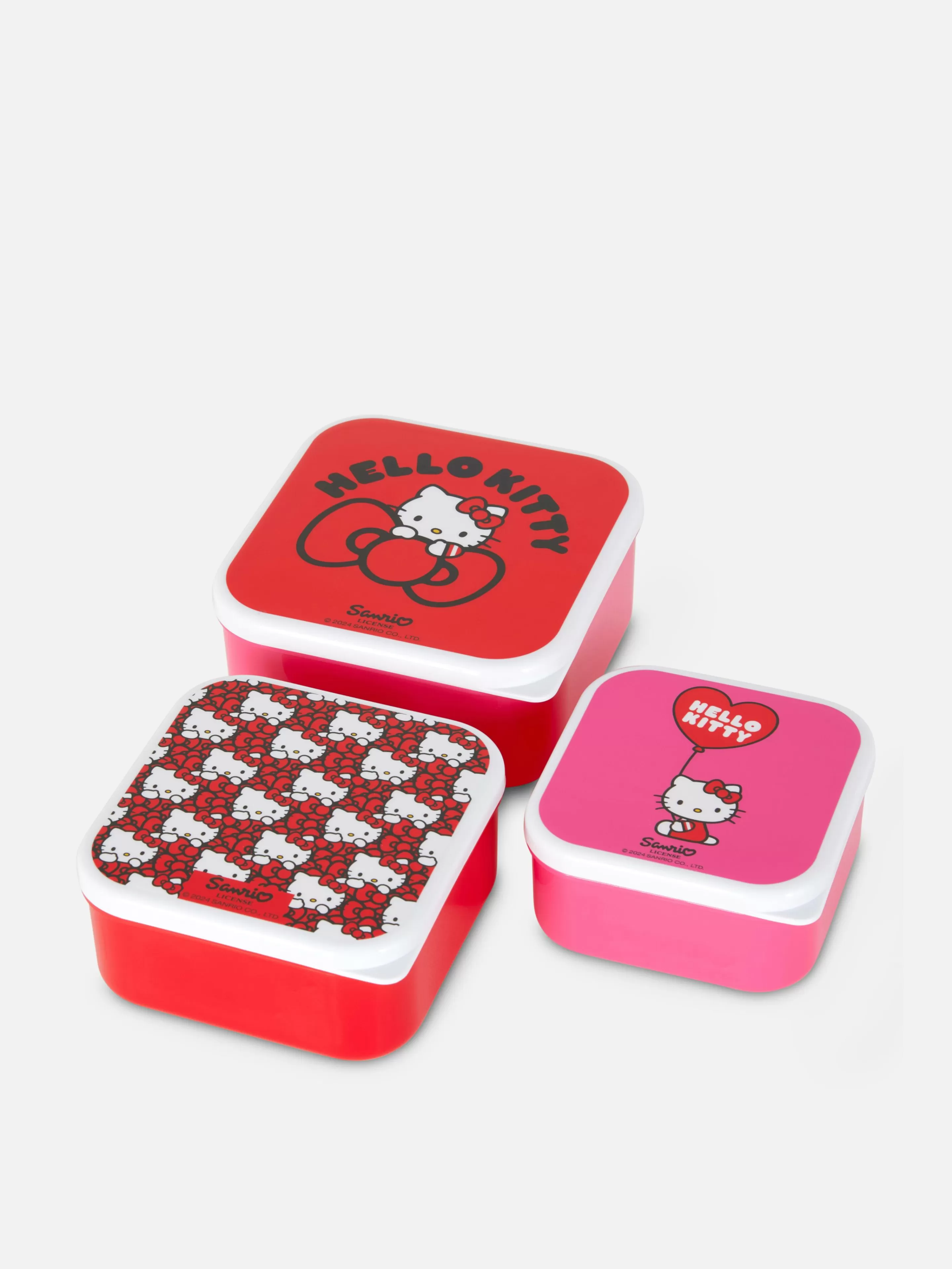 Utensílios De Cozinha E Culinária*Primark Pack 3 Caixas Snacks Hello Kitty Vermelho