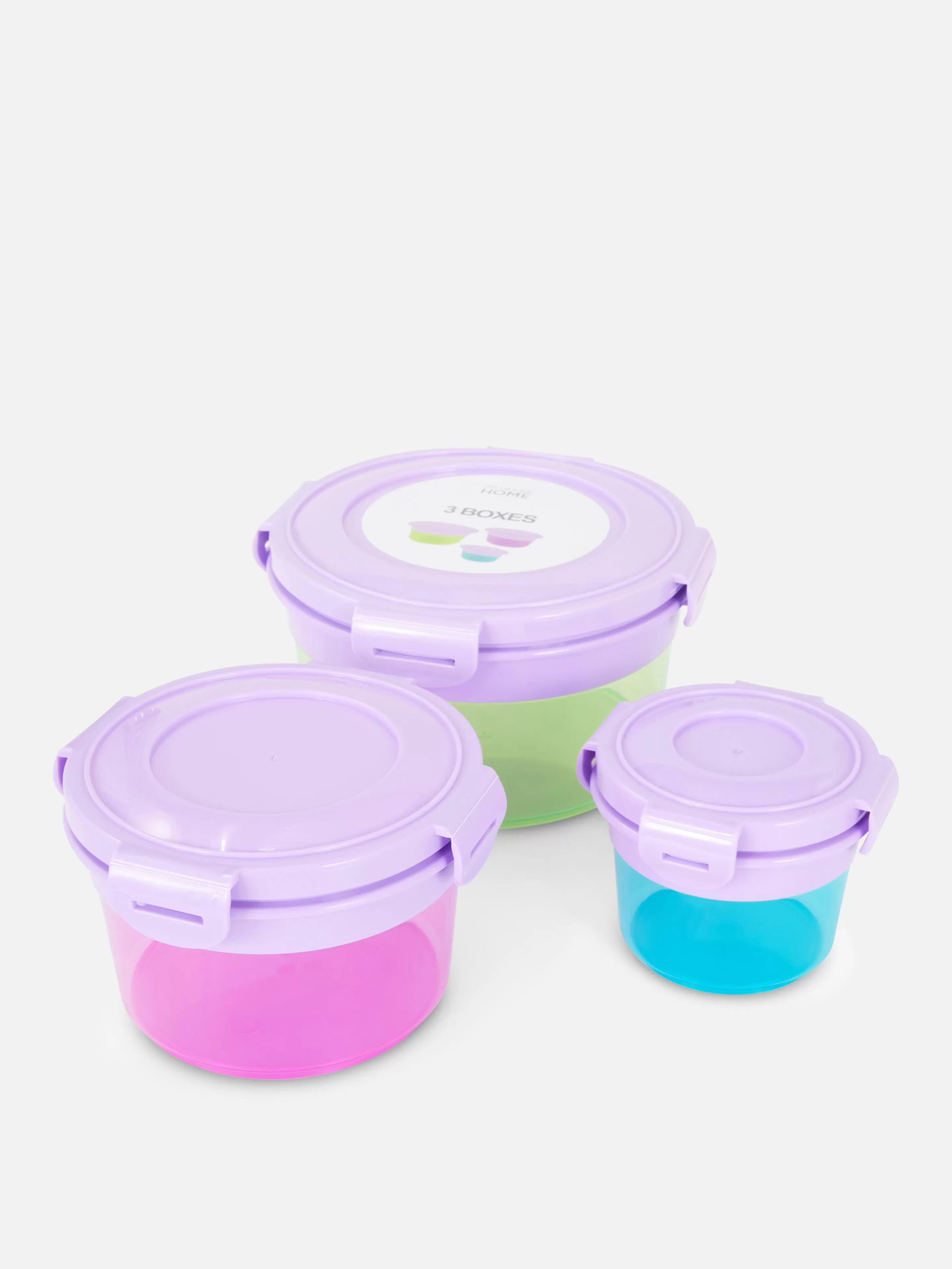 Utensílios De Cozinha E Culinária*Primark Pack 3 Caixas Snacks Redondas Roxo