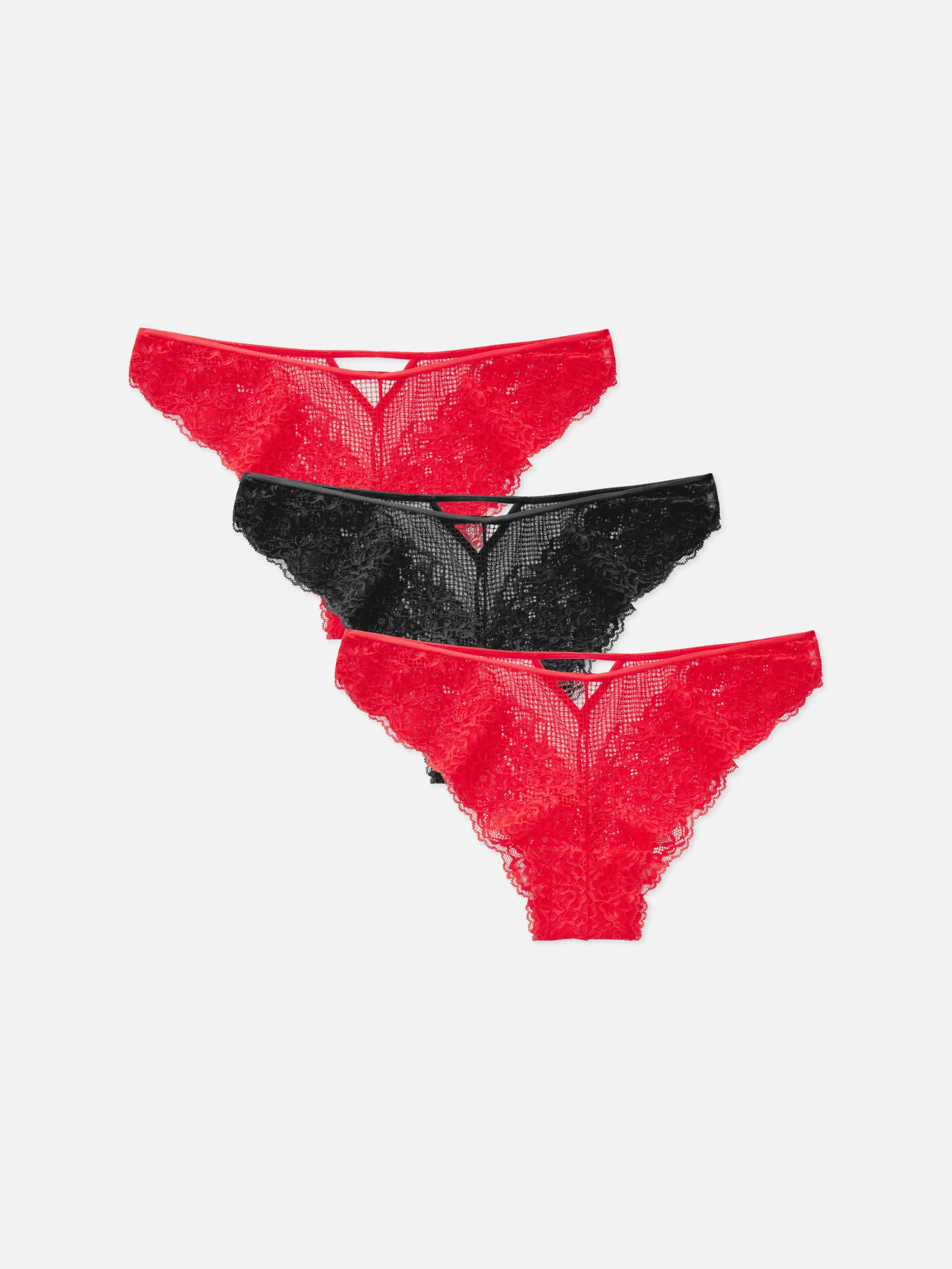 Cuecas*Primark Pack 3 Cuecas Brasileiras Rede/renda Vermelho