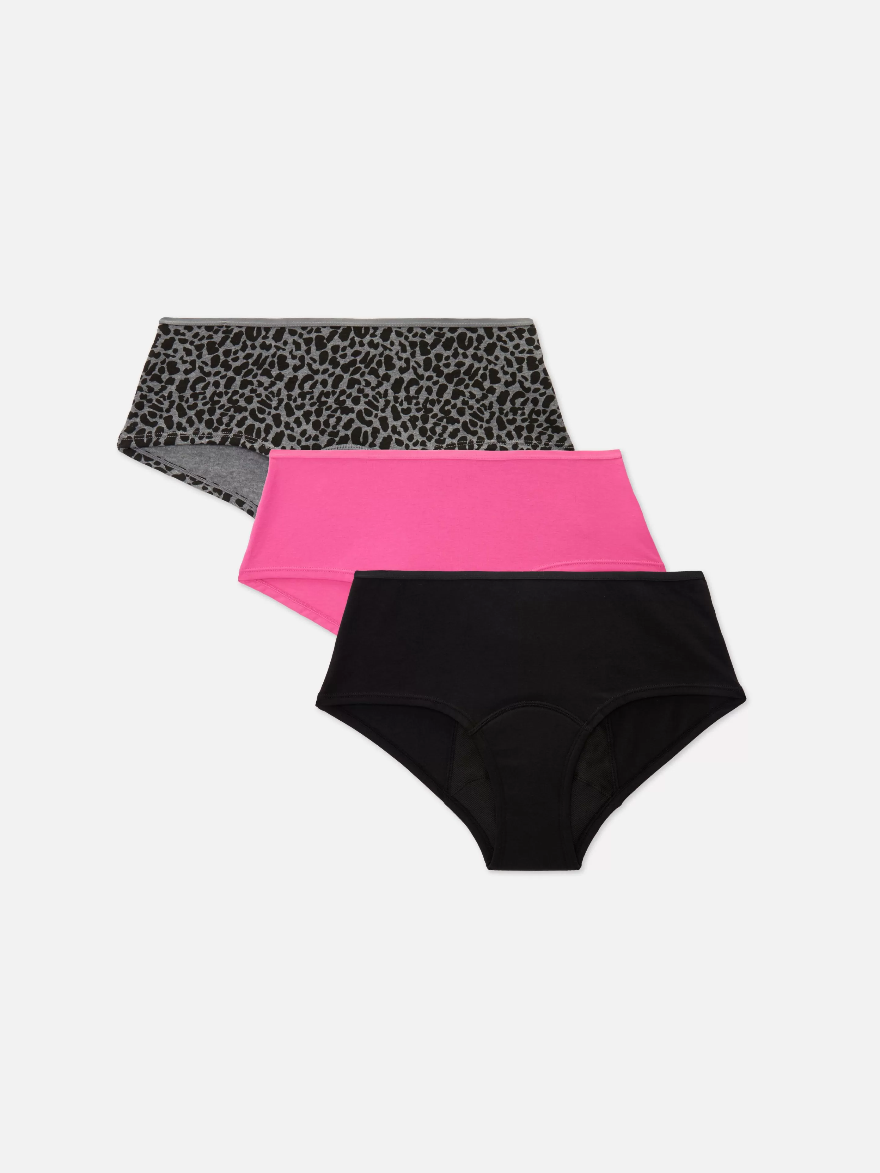 Cuecas*Primark Pack 3 Cuecas Estilo Hipster Menstruais Preto