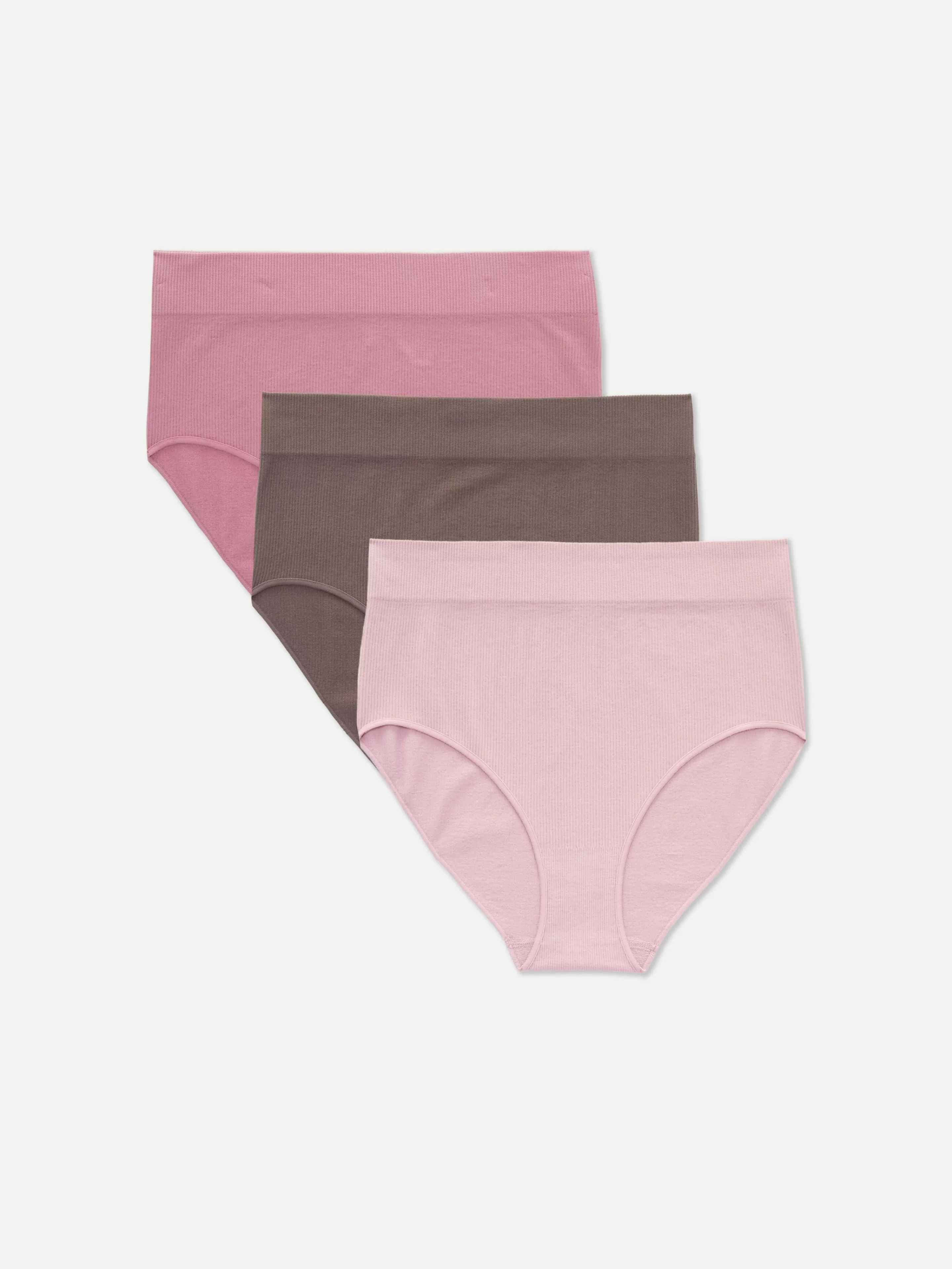 Cuecas*Primark Pack 3 Cuecas Subidas Caneladas S/ Costuras Cor-de-rosa