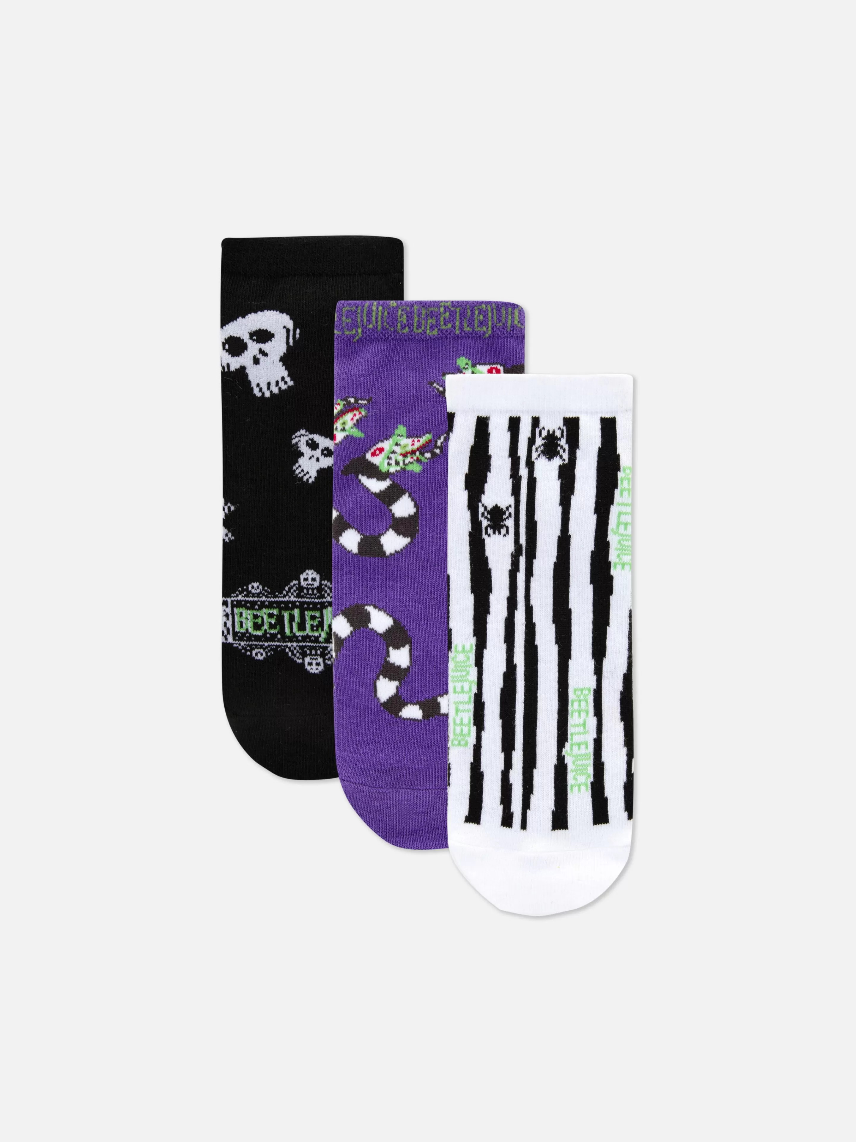 Meias*Primark Pack 3 Pares Meias Desporto Beetlejuice Roxo