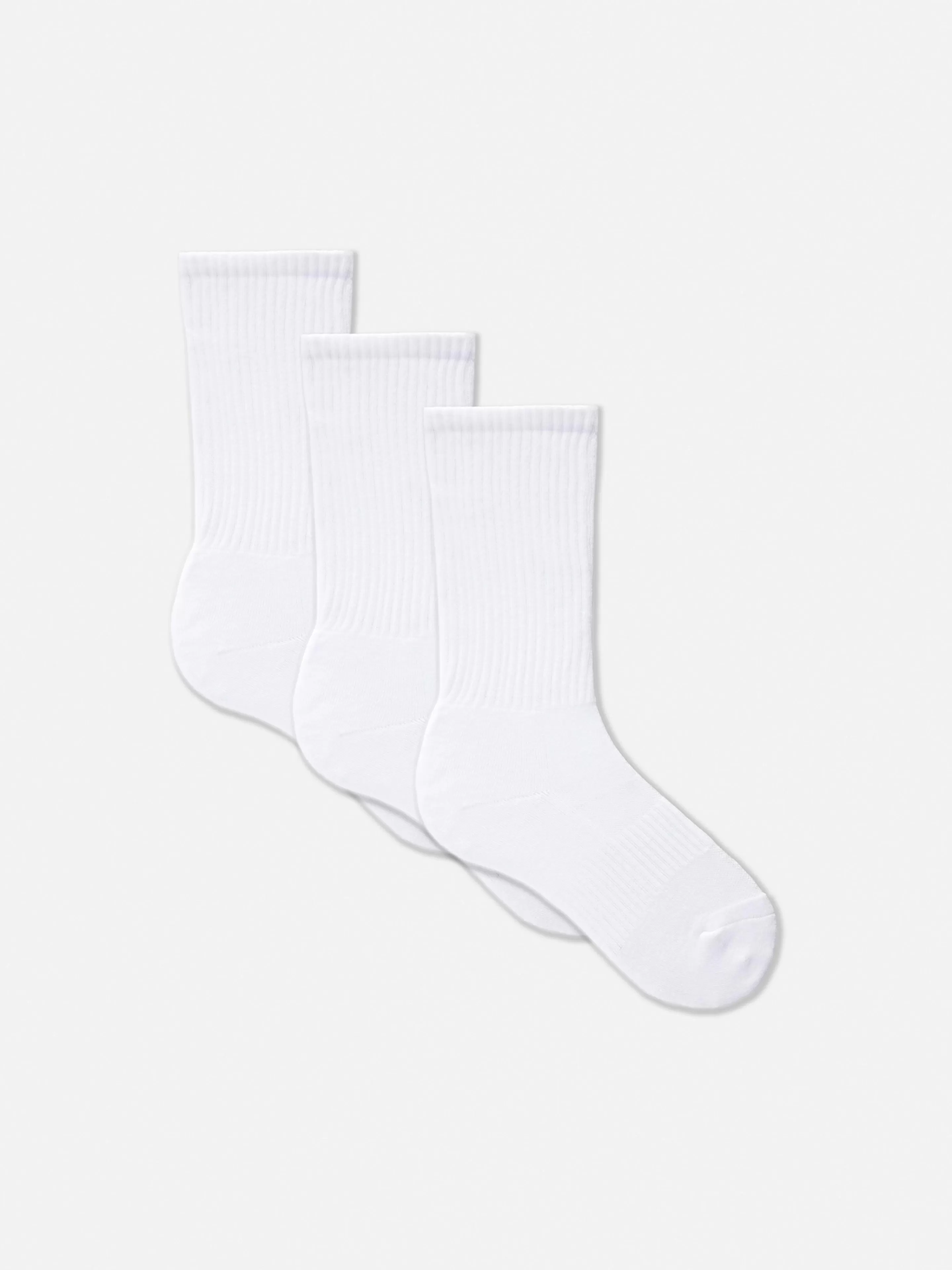 Meias*Primark Pack 3 Pares Meias Desporto Cano Médio Branco