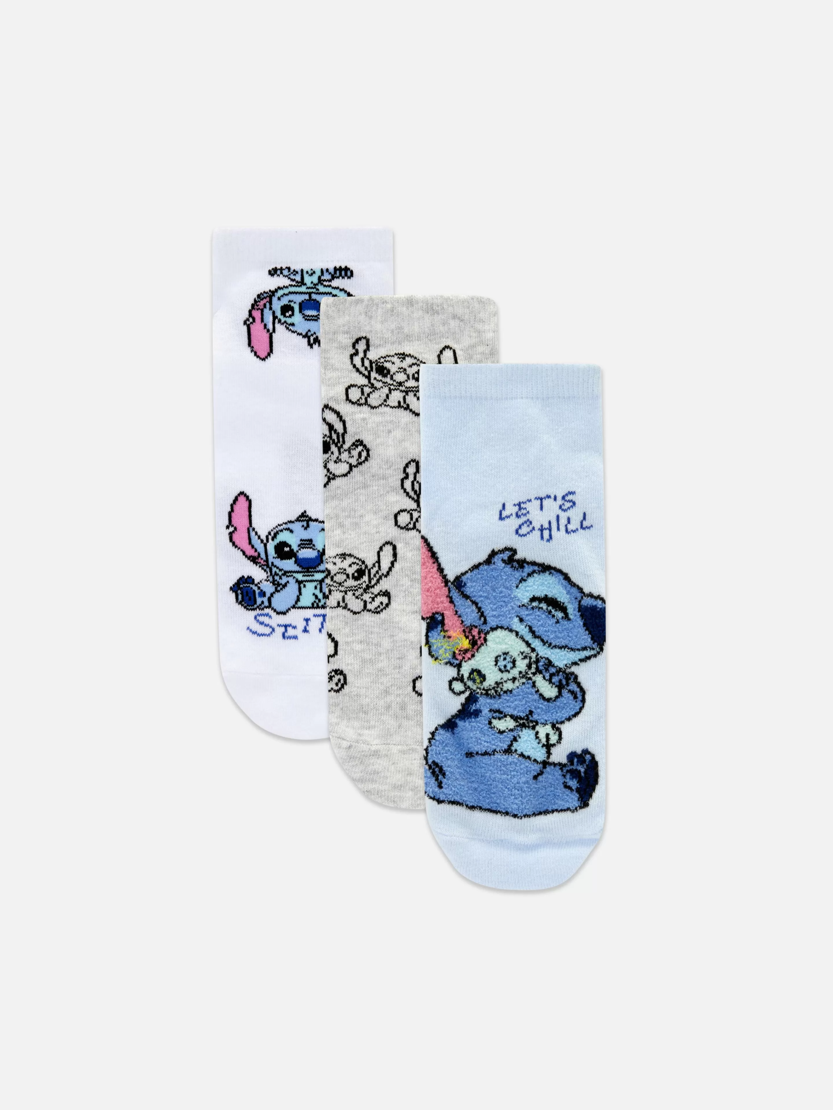 Meias*Primark Pack 3 Pares Meias Desporto Disney Stitch Azul