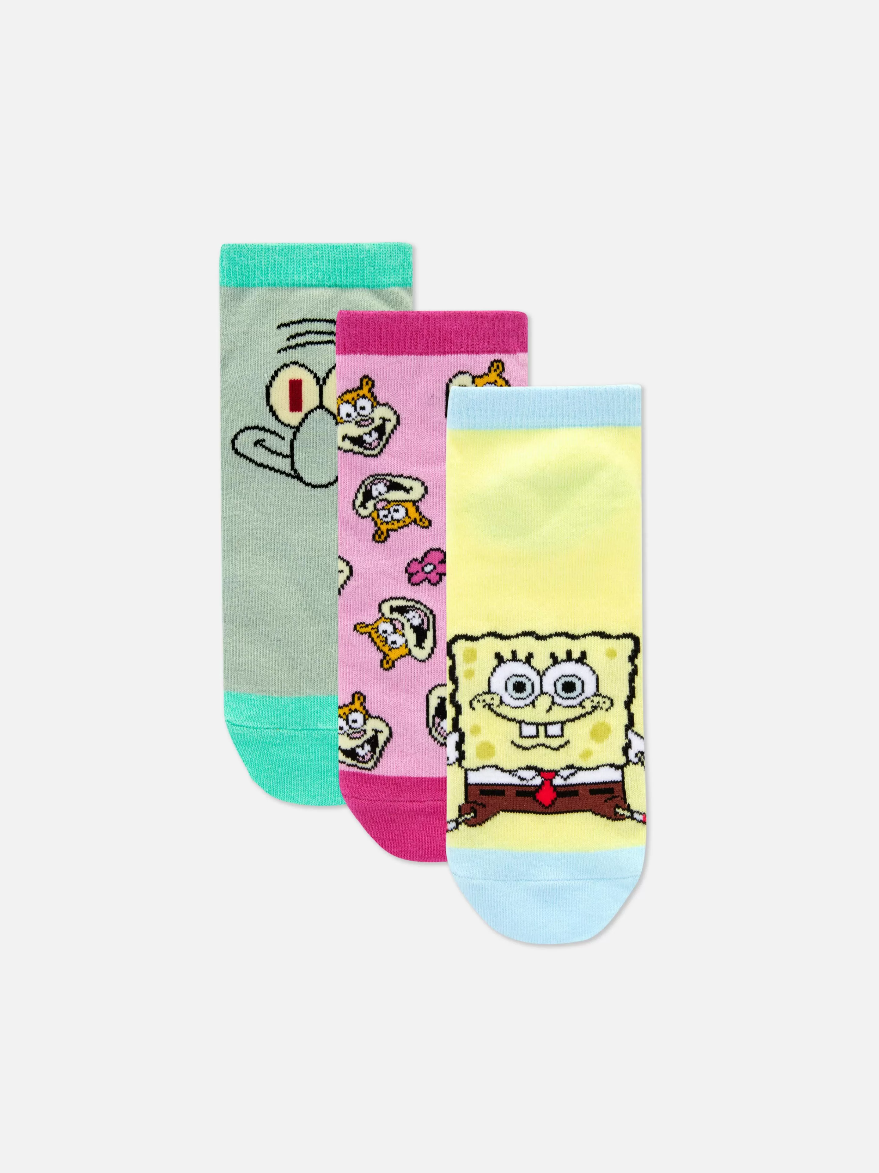 Meias*Primark Pack 3 Pares Meias Desporto SpongeBob SquarePants Amarelo