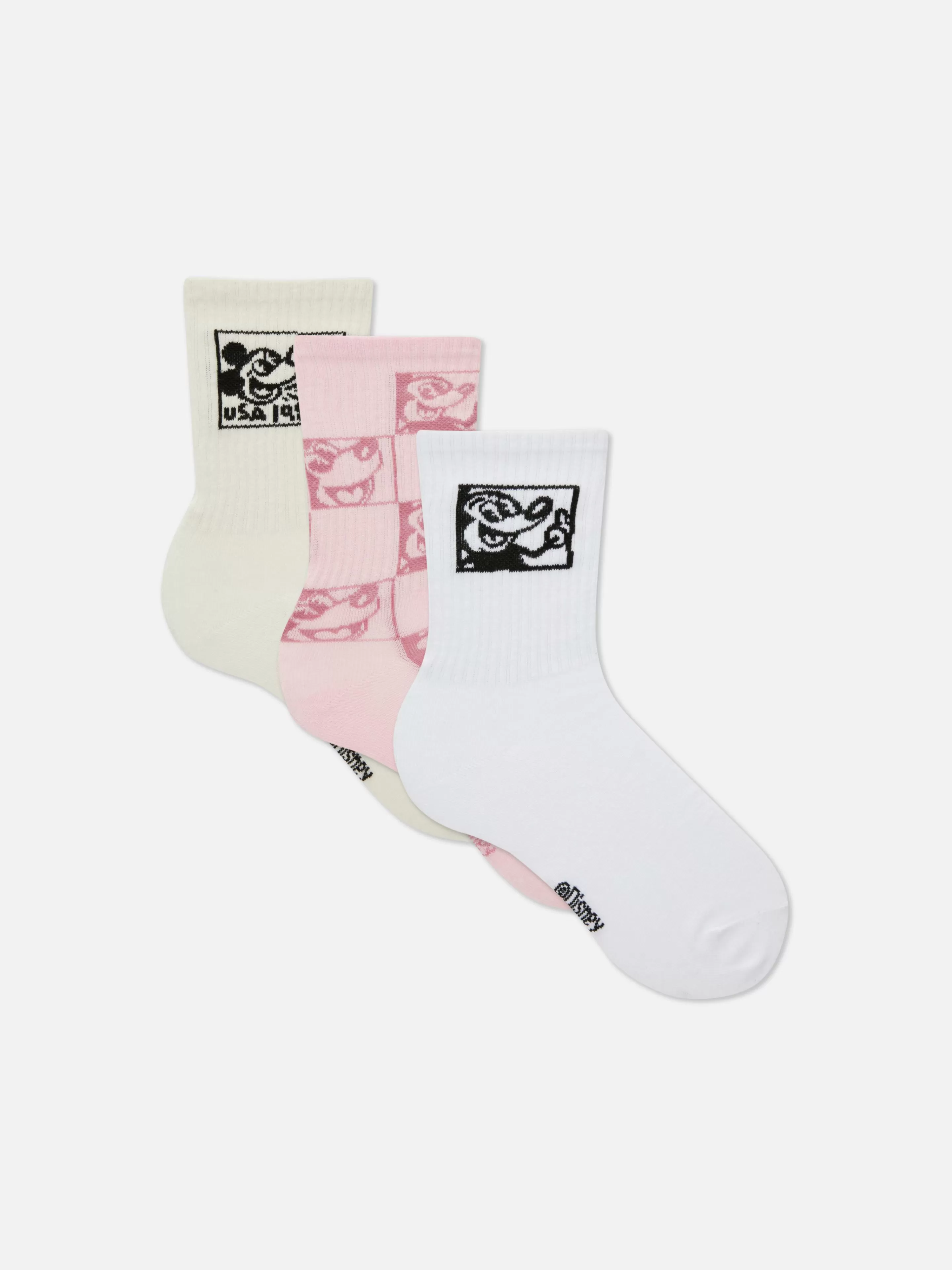 Meias*Primark Pack 3 Pares Meias Disney Mickey Mouse X Keith Haring Vermelho