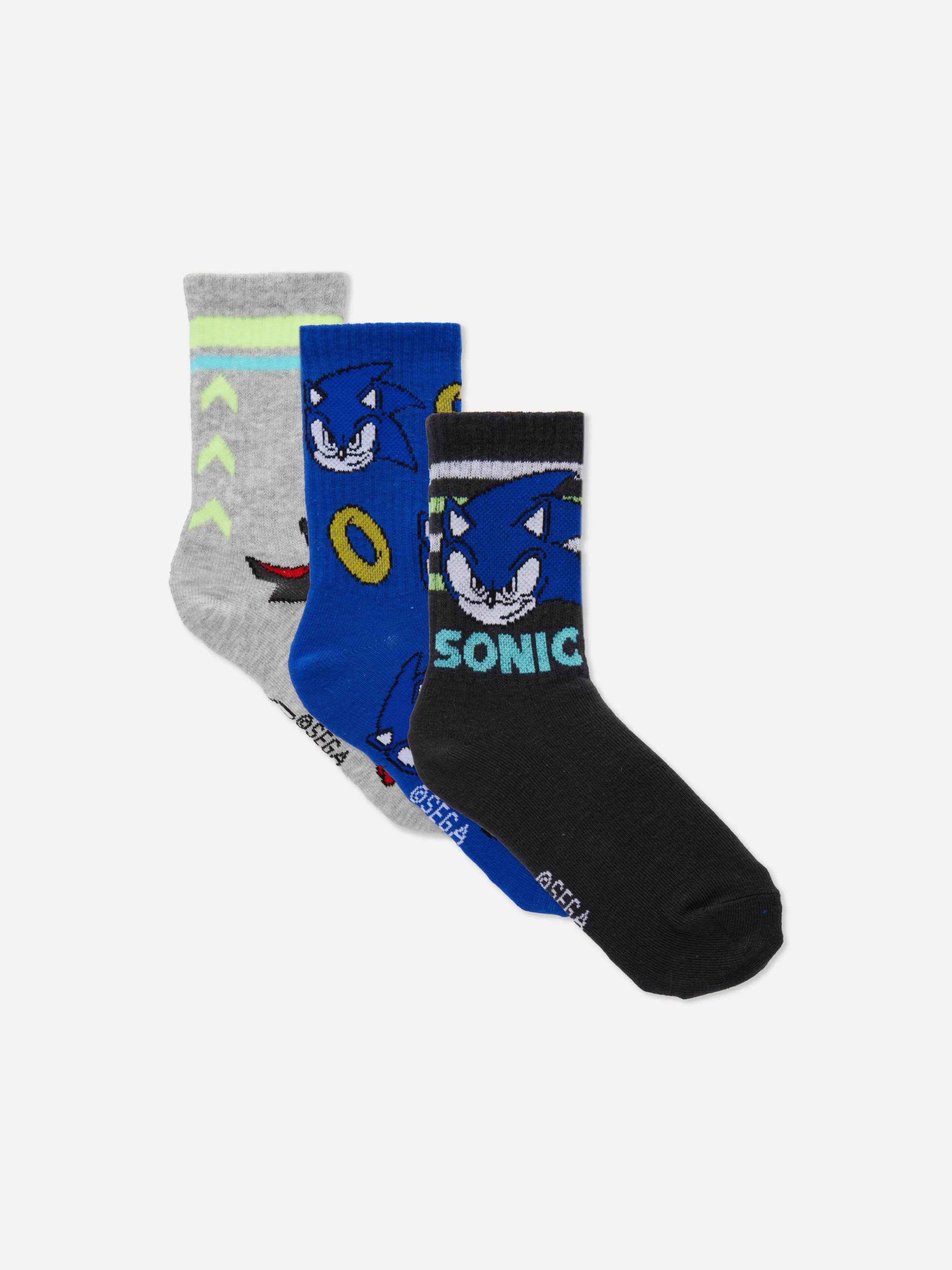 Meias*Primark Pack 3 Pares Meias Sonic The Hedgehog Azul