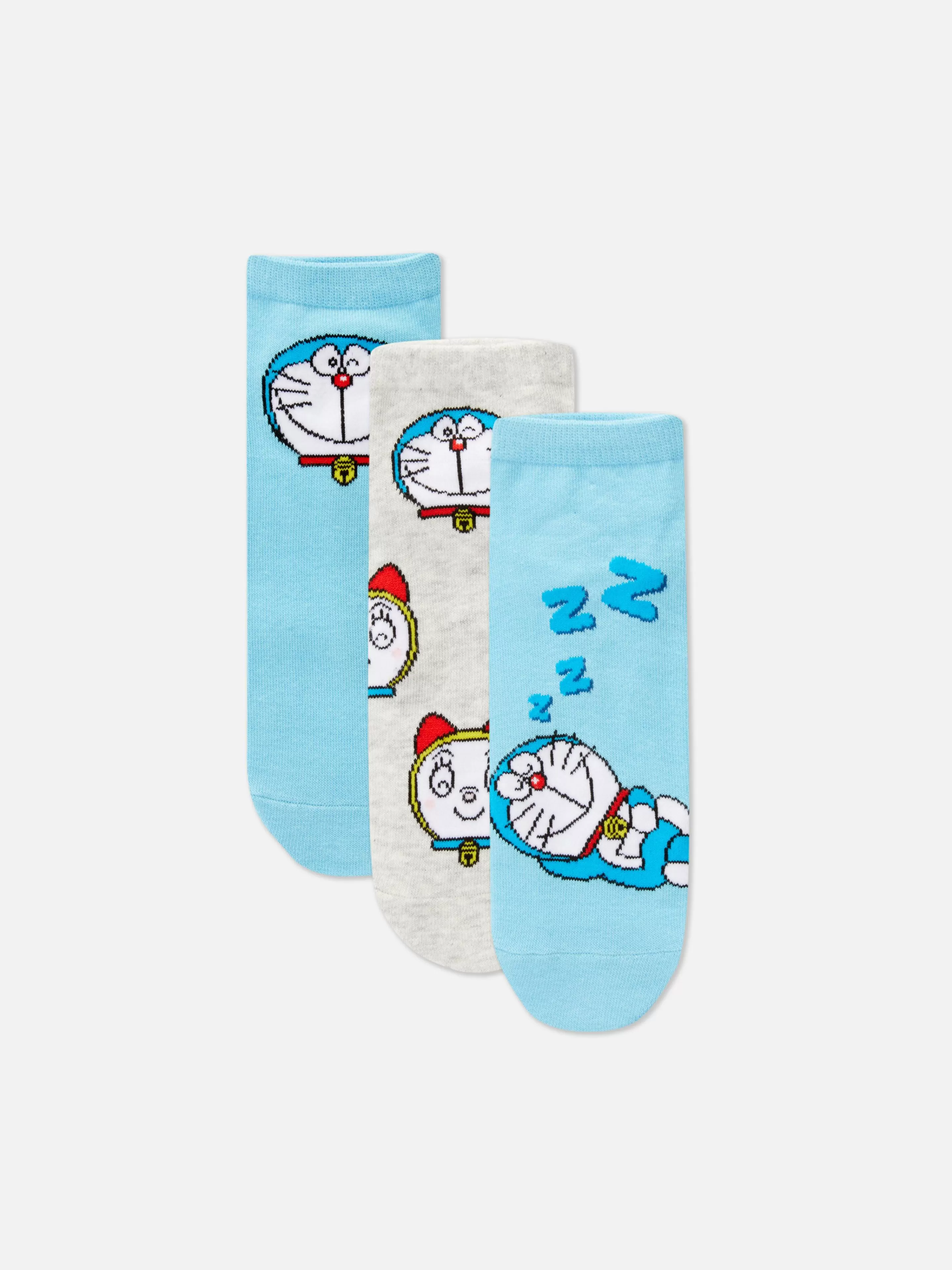 Meias*Primark Pack 3 Pares Meias Ténis Doraemon Azul