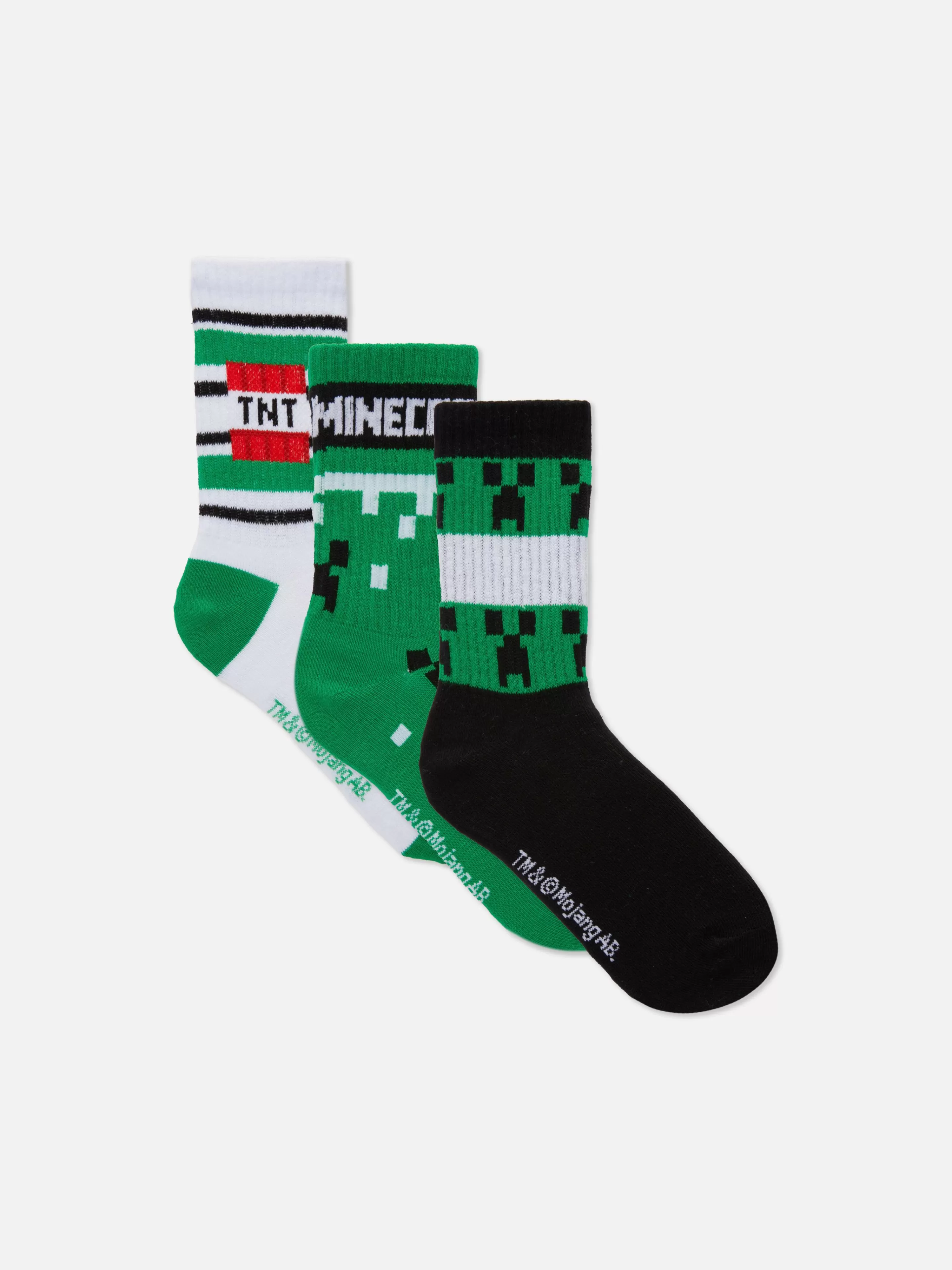 Meias*Primark Pack 3 Pares Soquetes Minecraft Verde