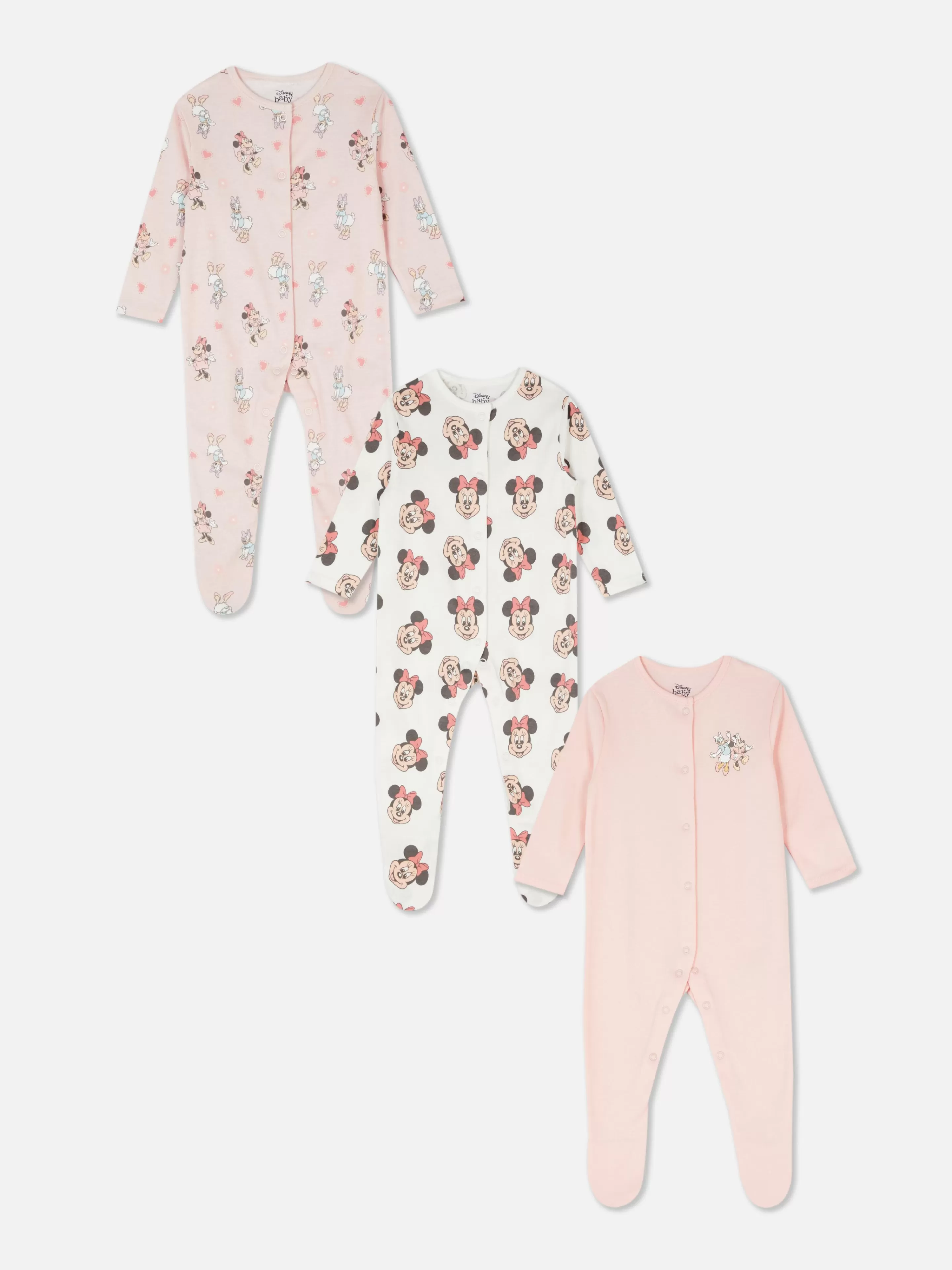 Babygrows E Pijamas*Primark Pack 3 Pijamas Disney Minnie/Margarida Cor-de-rosa