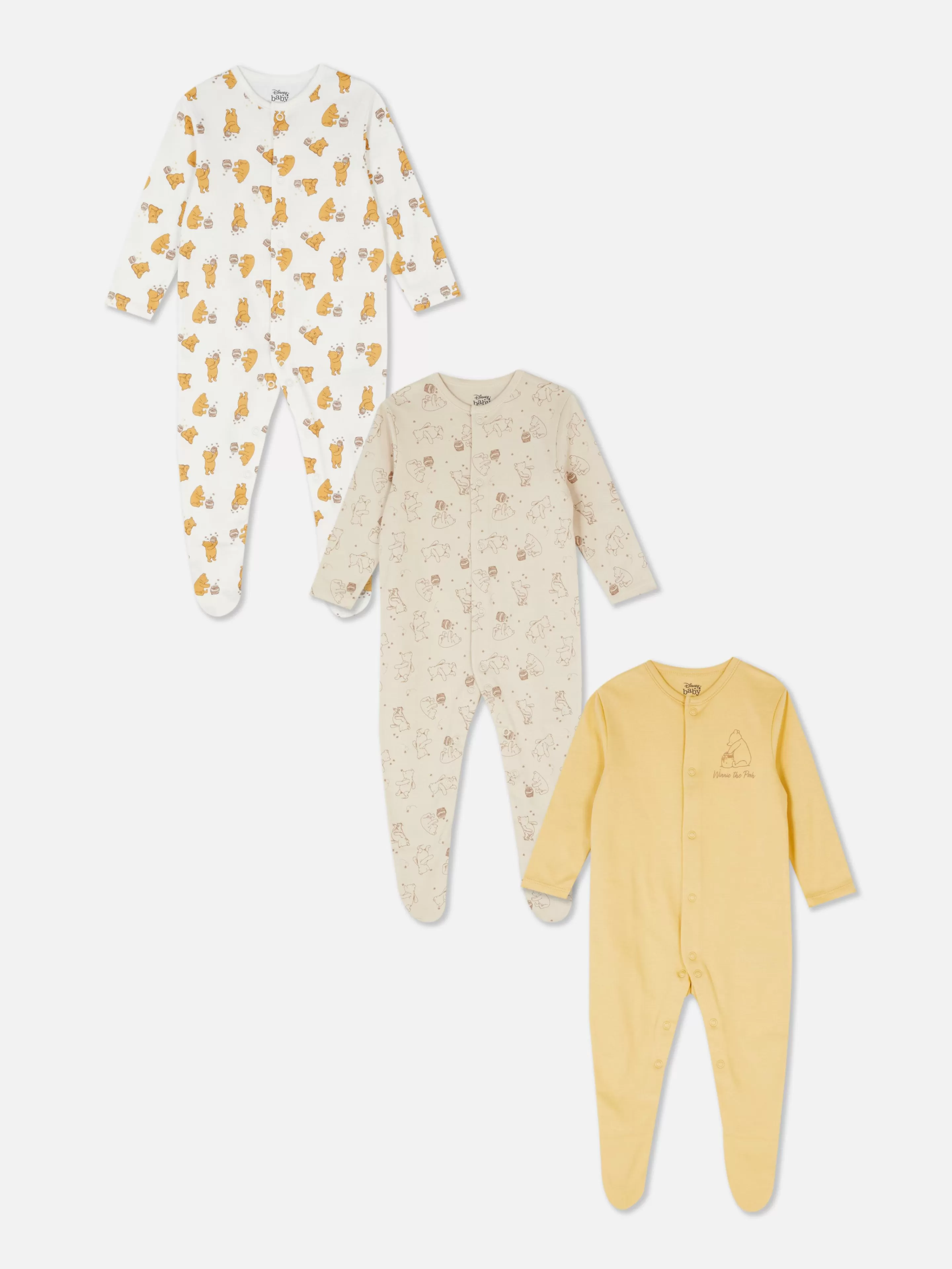 Babygrows E Pijamas*Primark Pack 3 Pijamas Disney Winnie The Pooh Cinzento