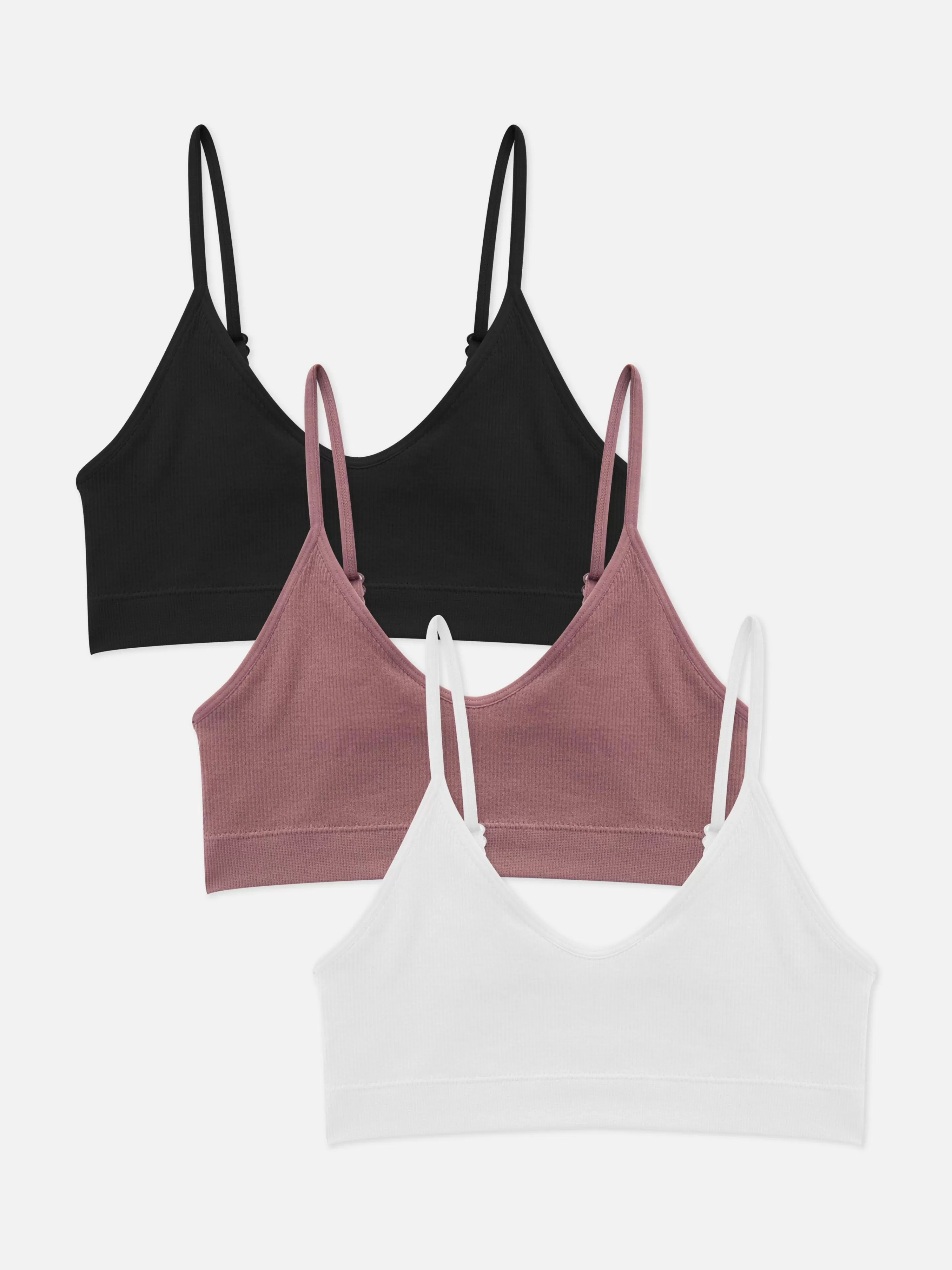 Sutiãs*Primark Pack 3 Sutiãs Bralette Alças Curtos S/ Costuras Preto