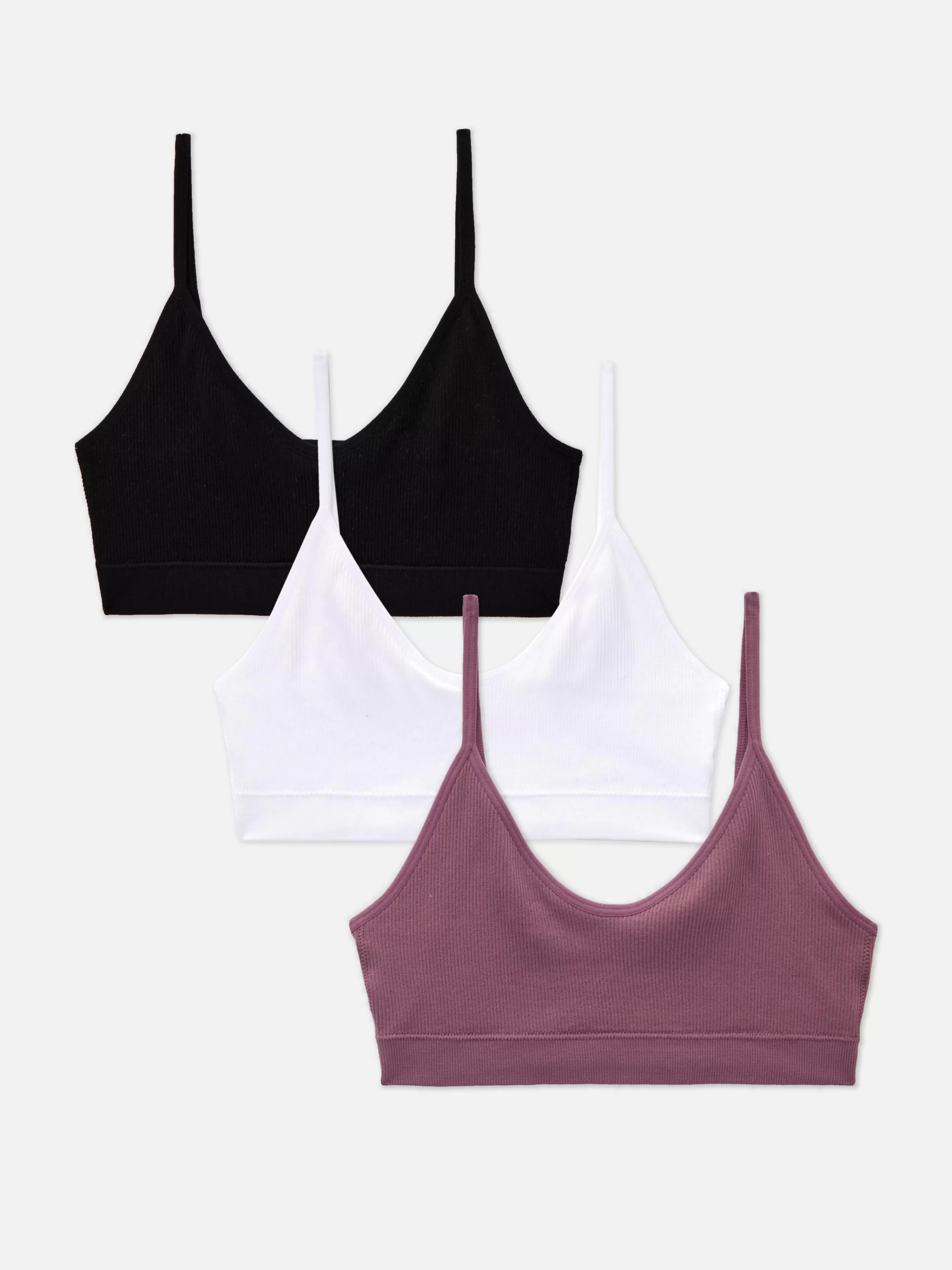 Sutiãs*Primark Pack 3 Sutiãs Bralette Alças Curtos S/ Costuras Preto