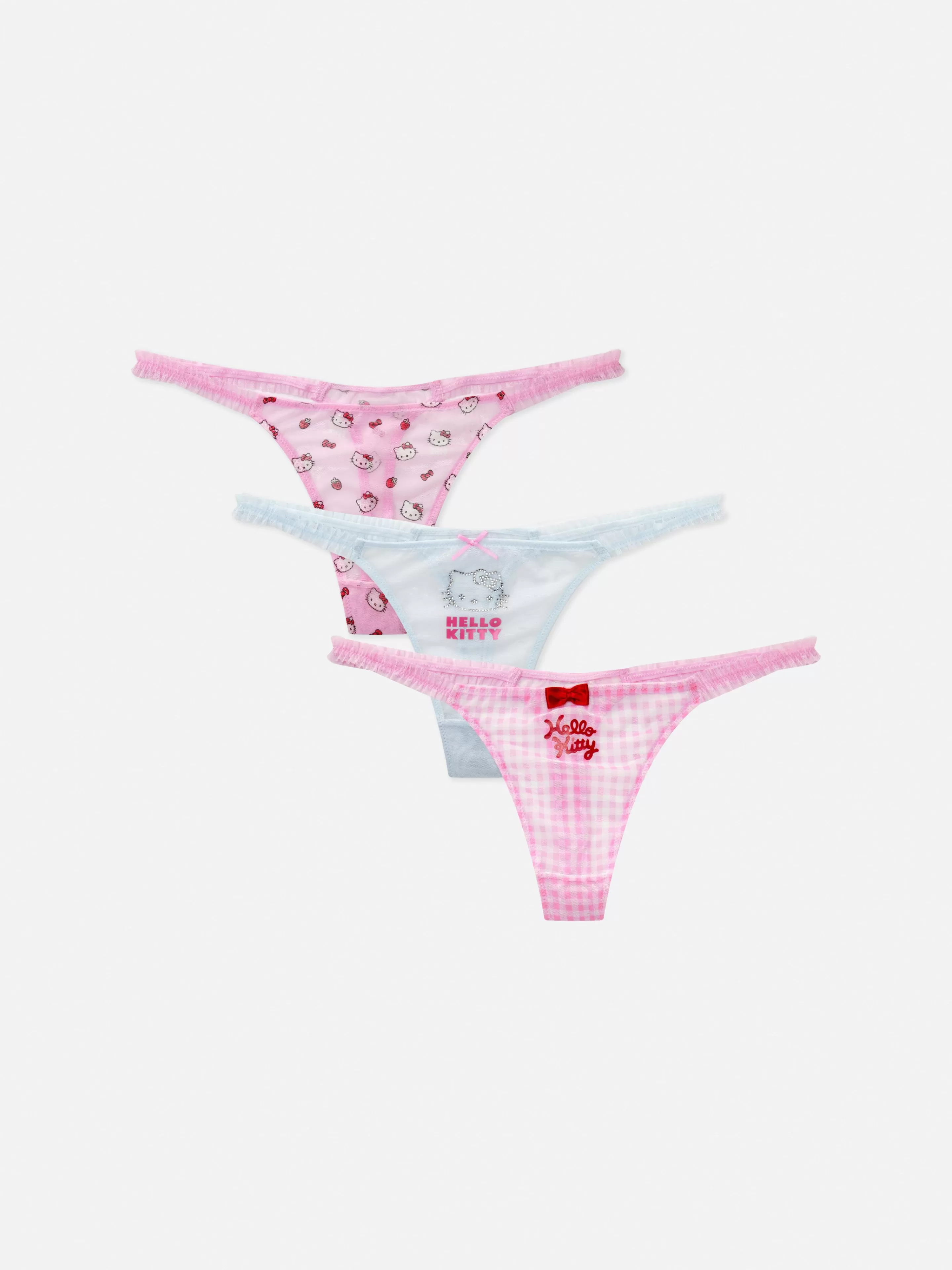 Cuecas*Primark Pack 3 Tangas Hello Kitty Cor-de-rosa