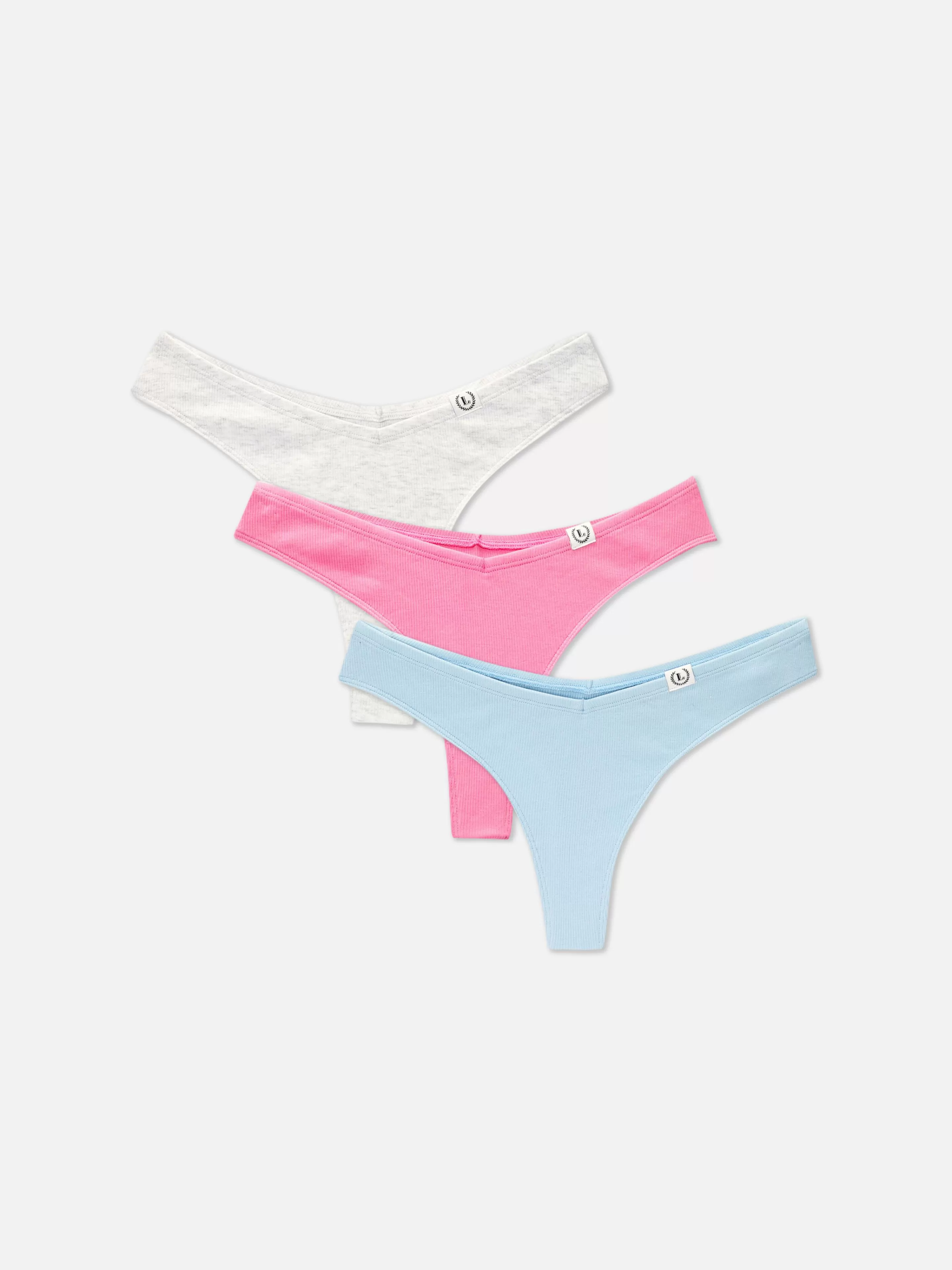 Cuecas*Primark Pack 3 Tangas Miami Caneladas Cor-de-rosa