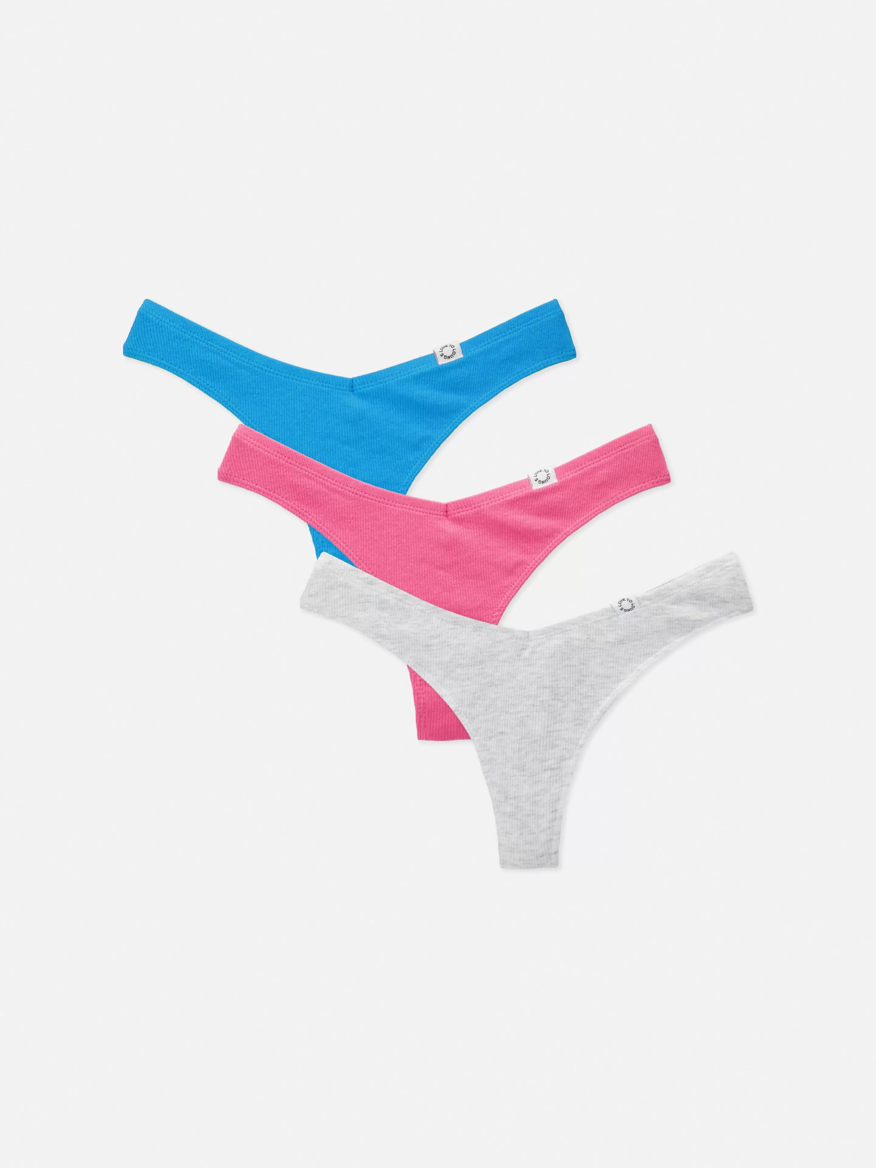 Cuecas*Primark Pack 3 Tangas Miami Caneladas Azul